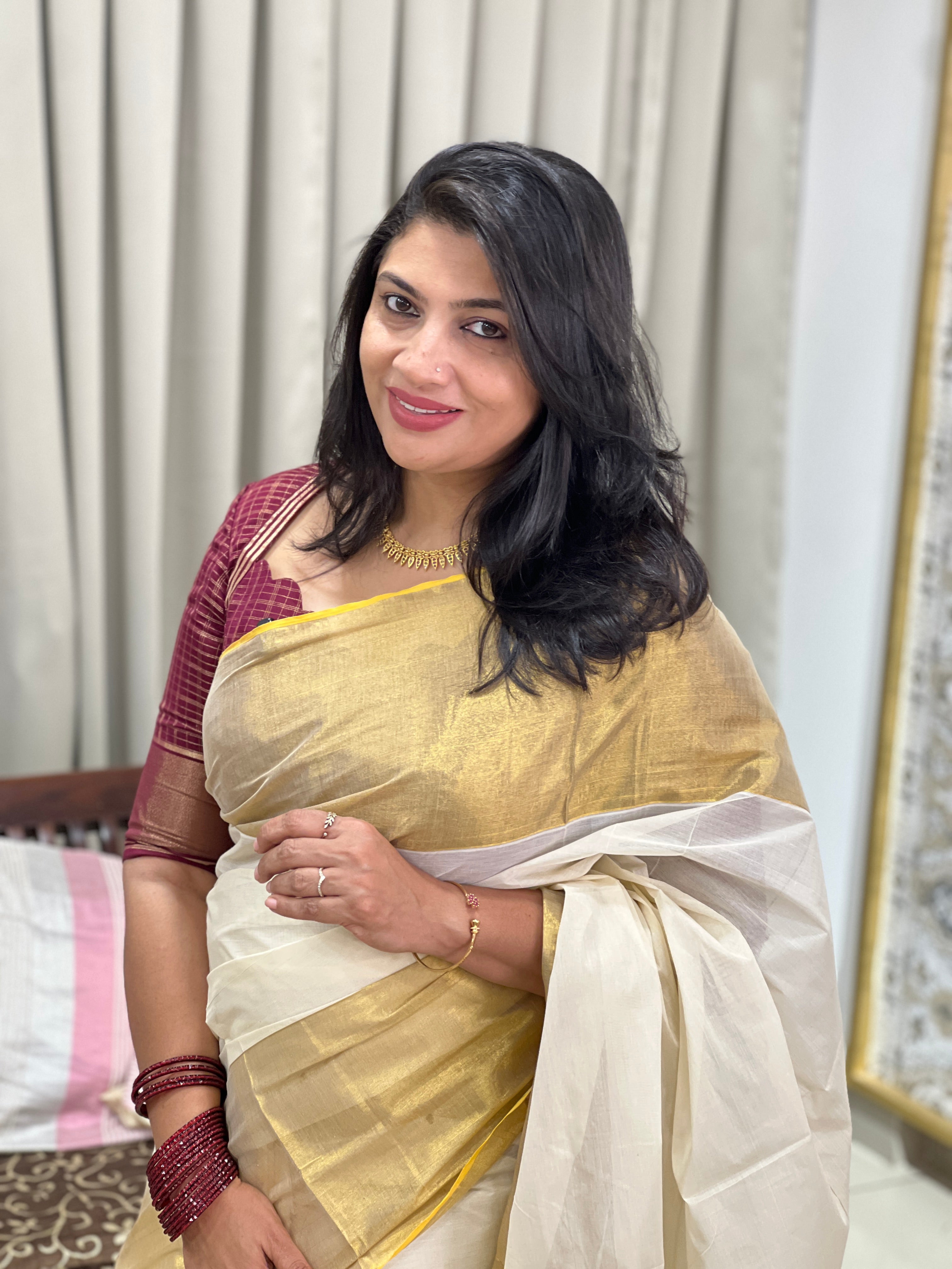 Broad Bordered Kerala Cotton Saree | PMCT103