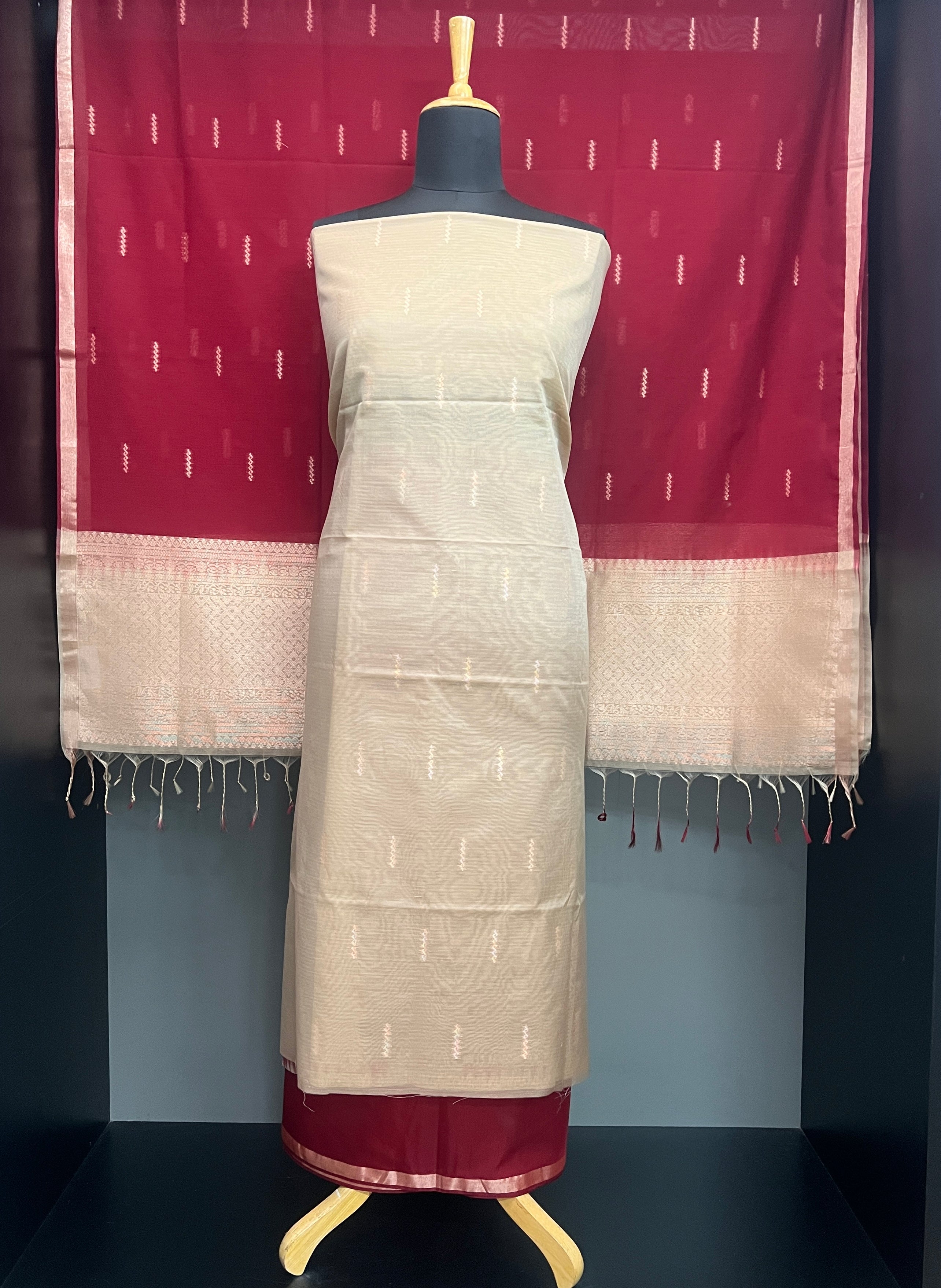 Thread Woven Buta Pattern Cotton Silk Salwar Set | PST169