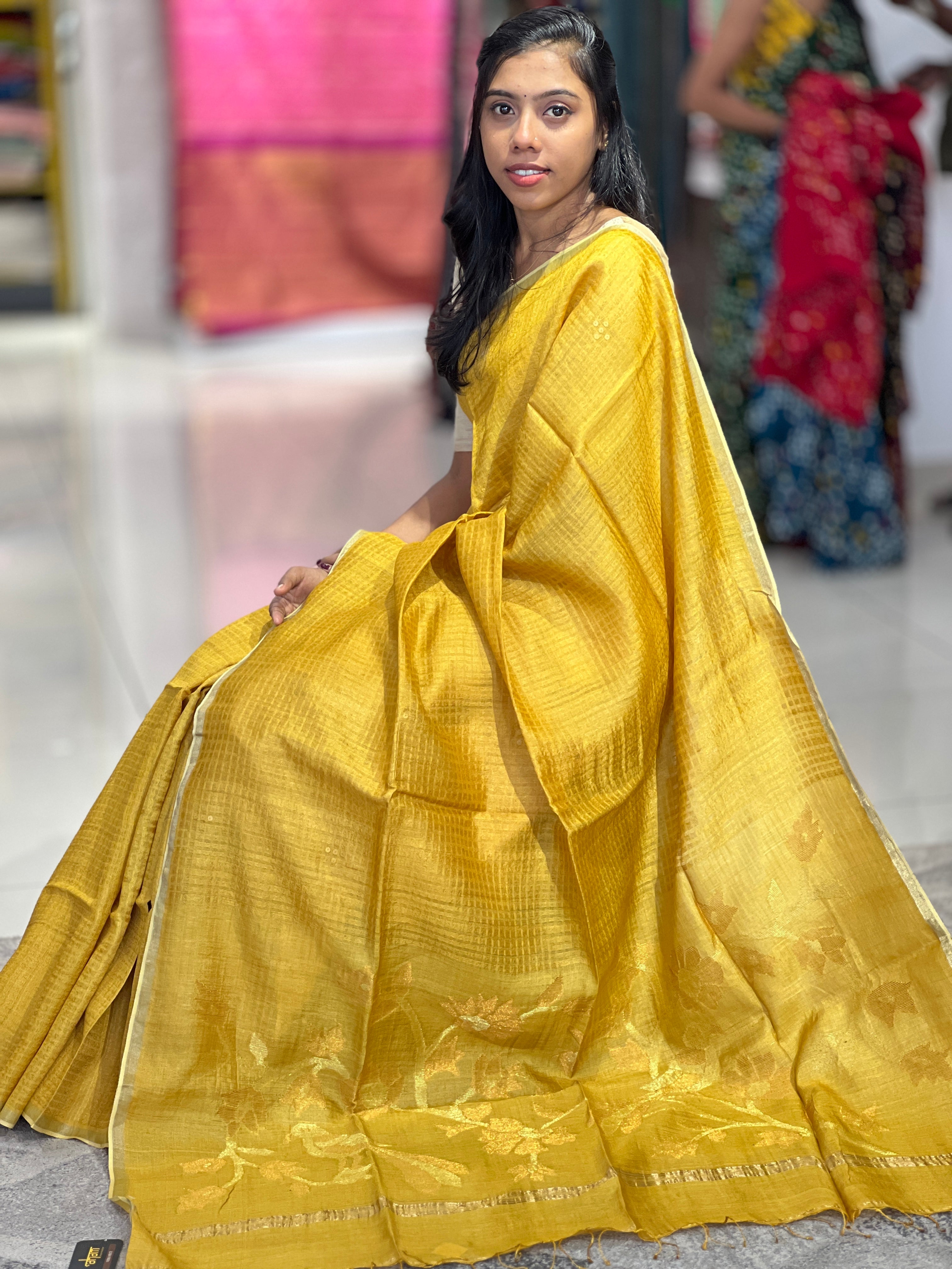 Metal Petal Weaved Pure Tussar Saree | RGD615