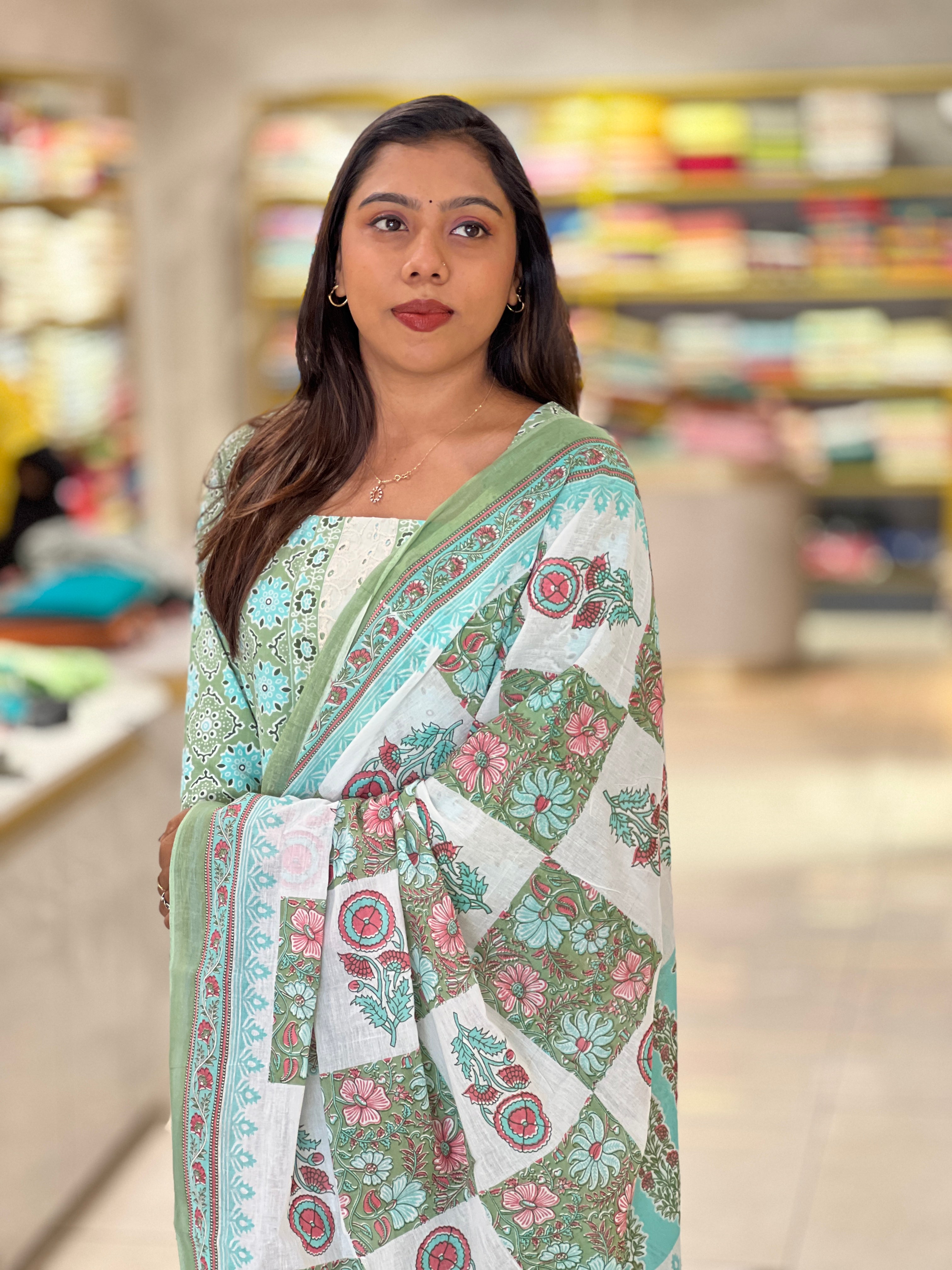 Floral Printed Cotton Kurta Set | DNT243