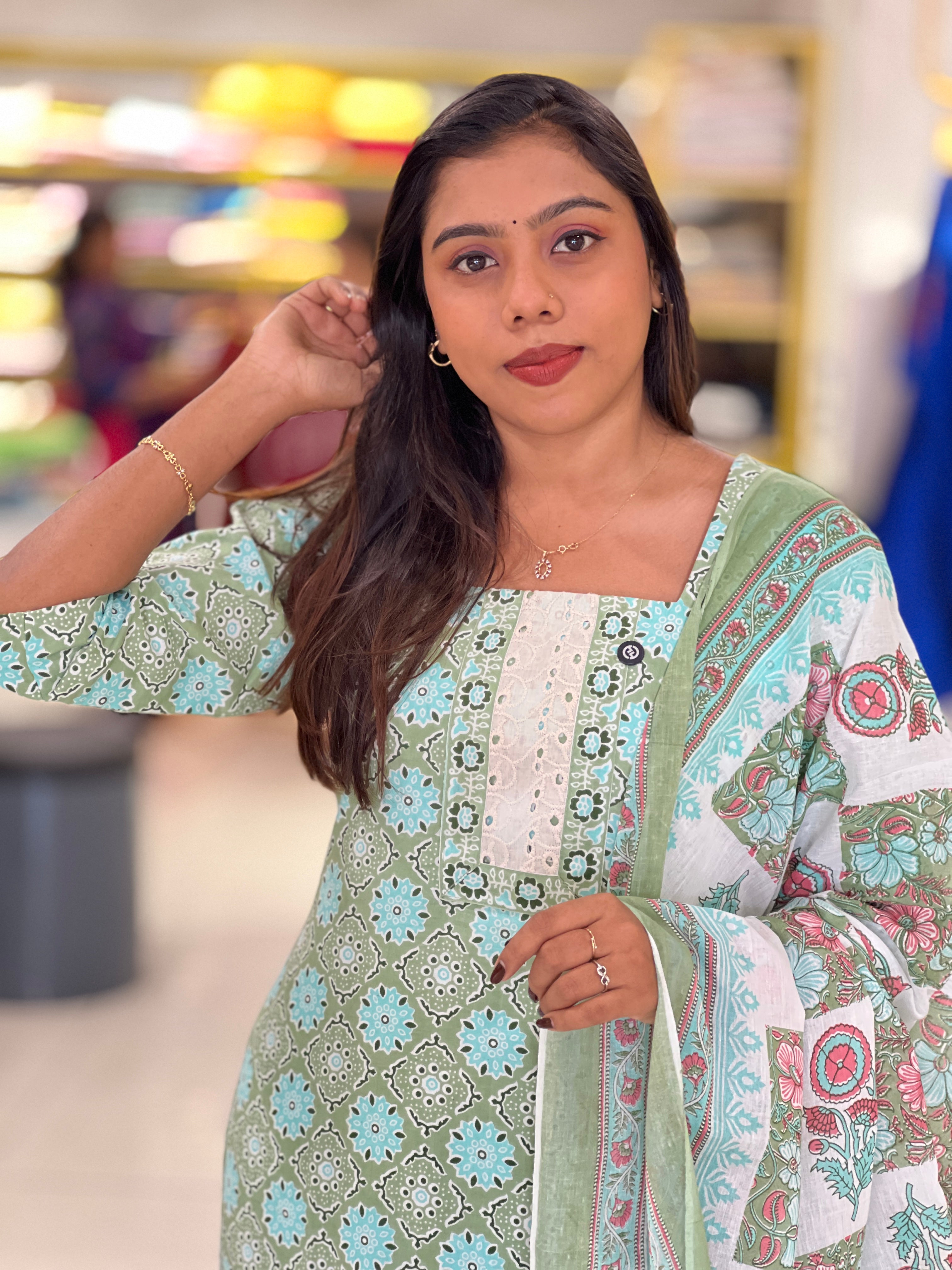 Floral Printed Cotton Kurta Set | DNT243