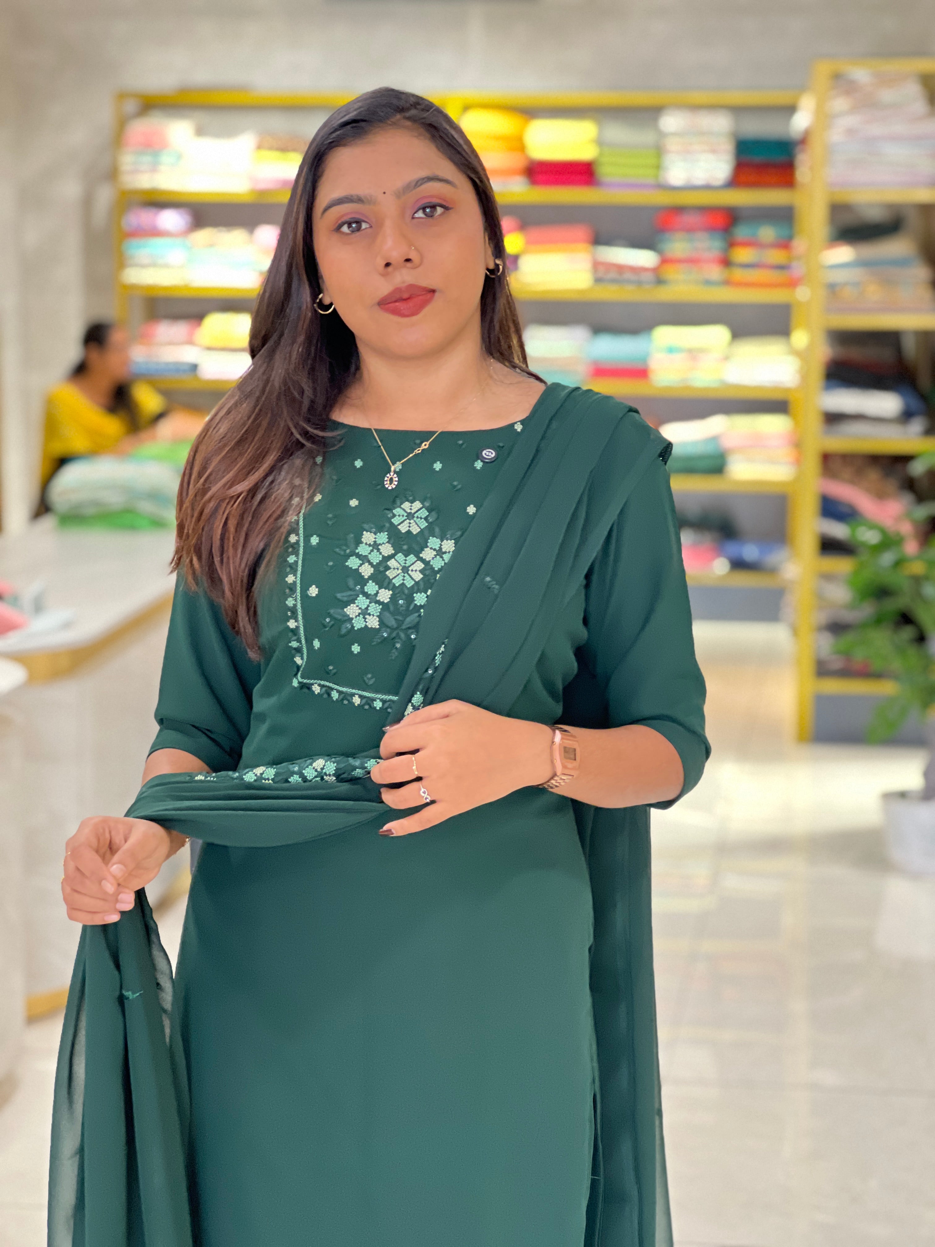 Embroidery Detailed Georgette Kurta Set | DNT241