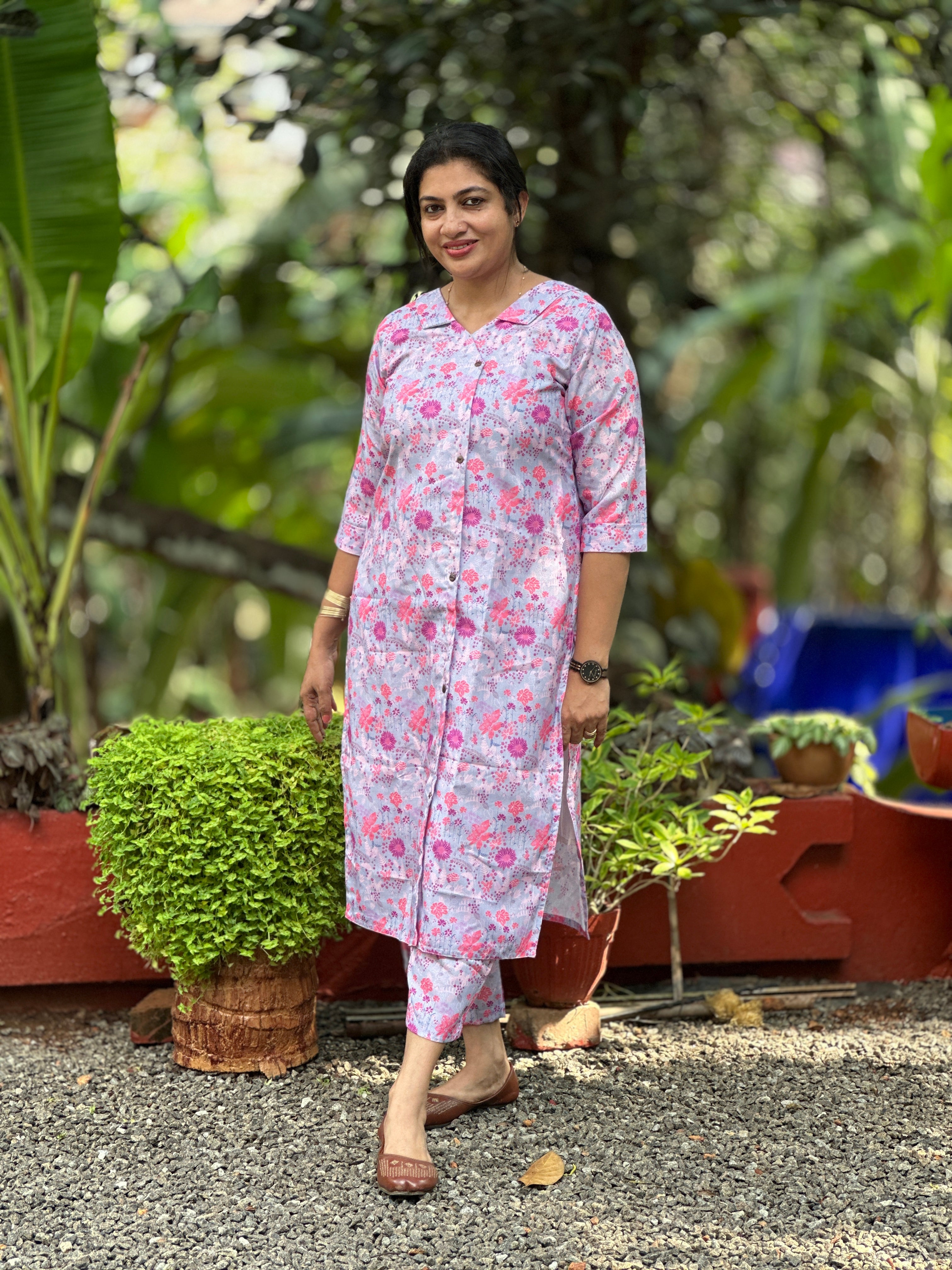 Digital Printed Linen-Rayon Blend fabric Co-ord Set | MSN255