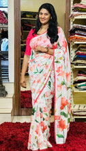 Floral Digital Printed Chanderi Finish Saree | HT218
