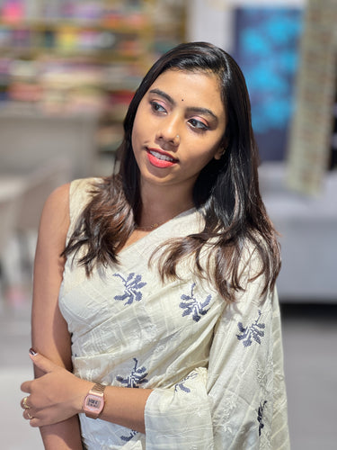 Machine Embroidery Detailed Semi Tussar Saree | PNS262
