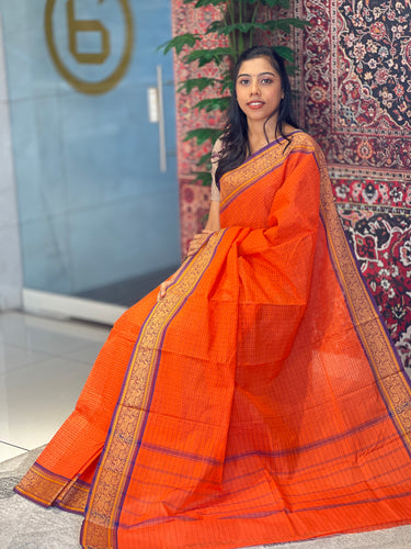 Traditional  Check With Butta Patterned Kanchi Cotton Saree | VR194