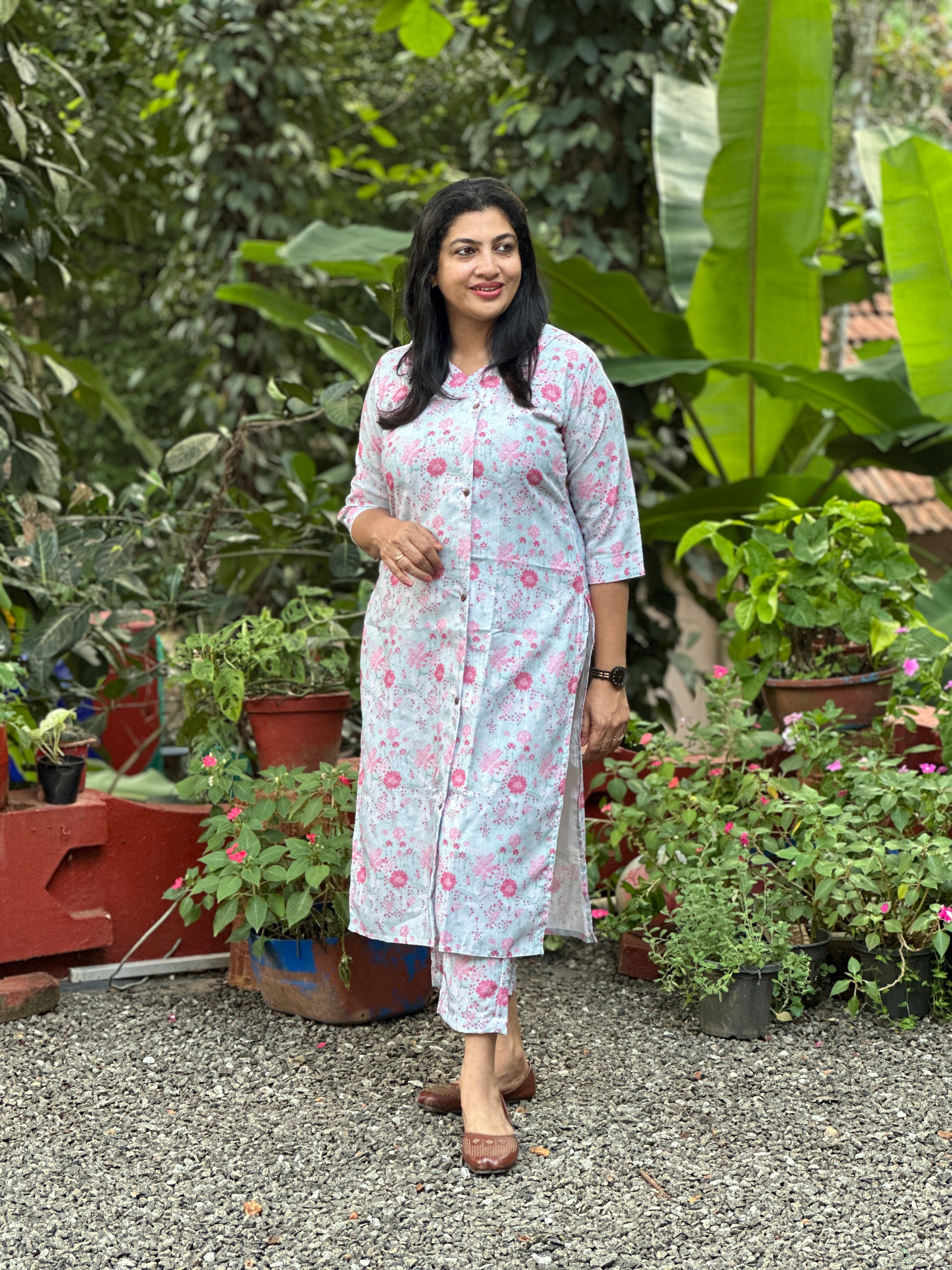 Digital Printed Linen-Rayon Blend fabric Co-ord Set | MSN256