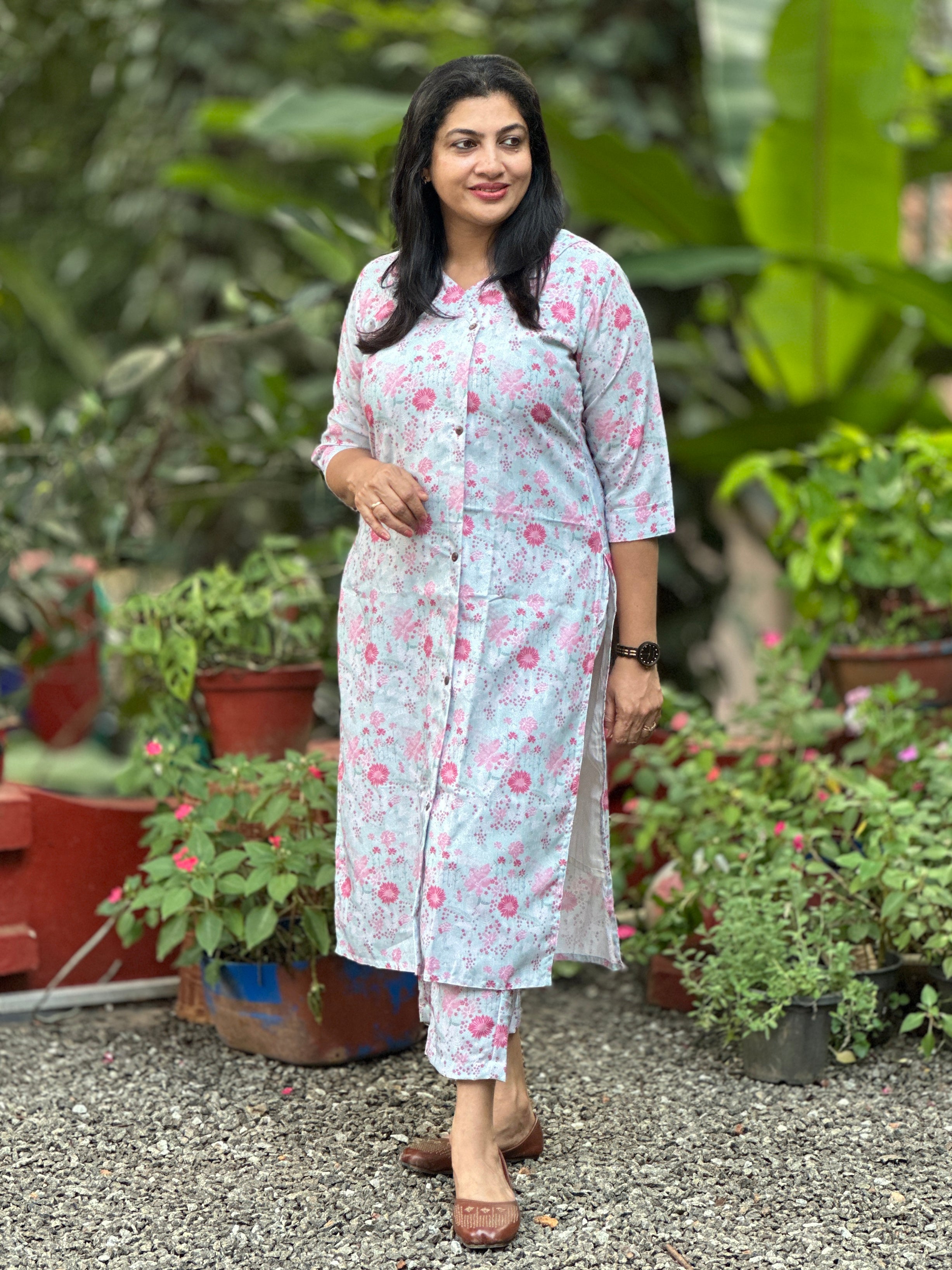 Digital Printed Linen-Rayon Blend fabric Co-ord Set | MSN256