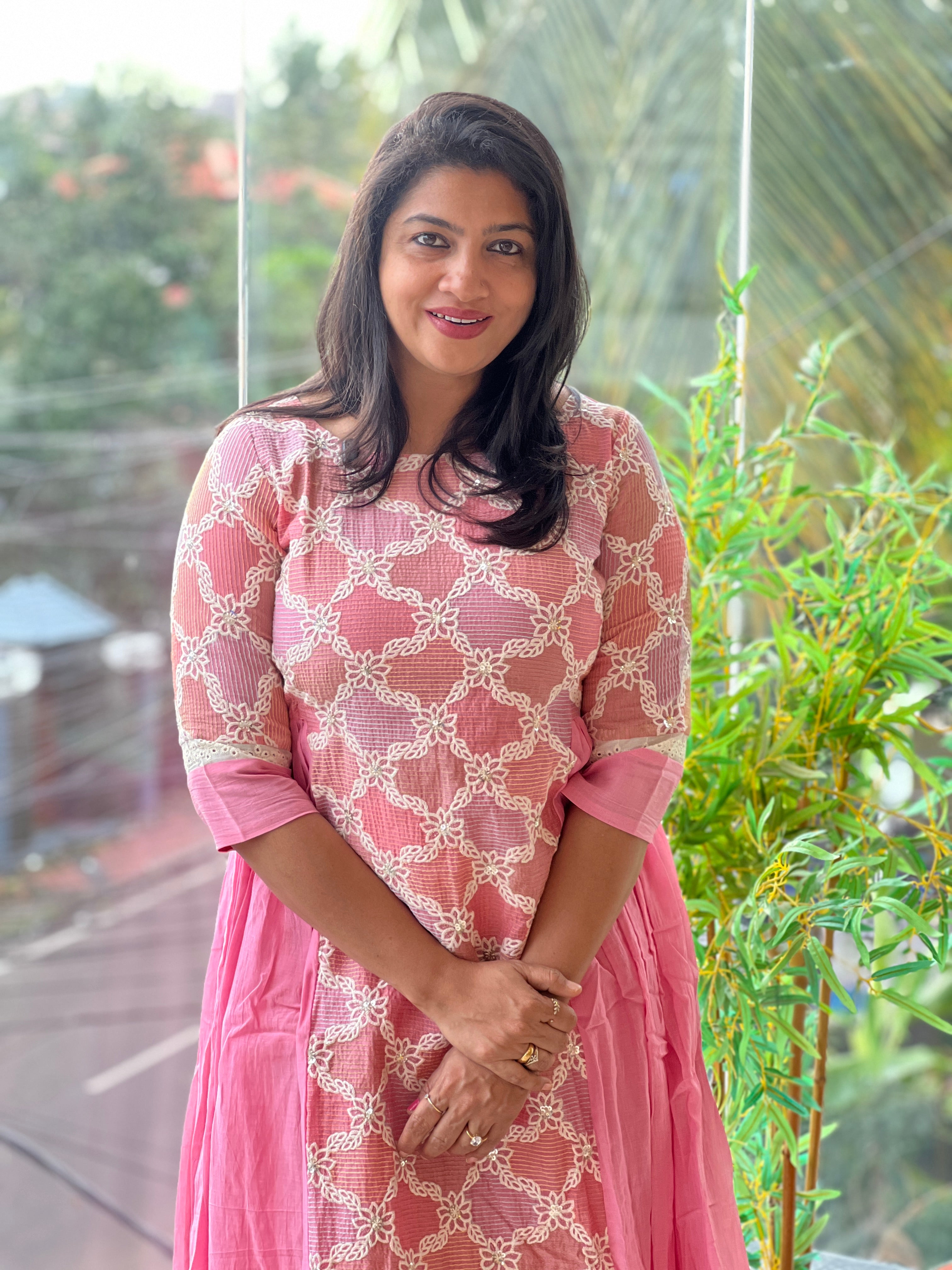 Computerised Embroidered Mul Chanderi Kurta Set | DNT1204