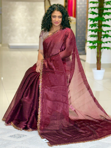 Stone Work Glass Organza Saree | SBP394