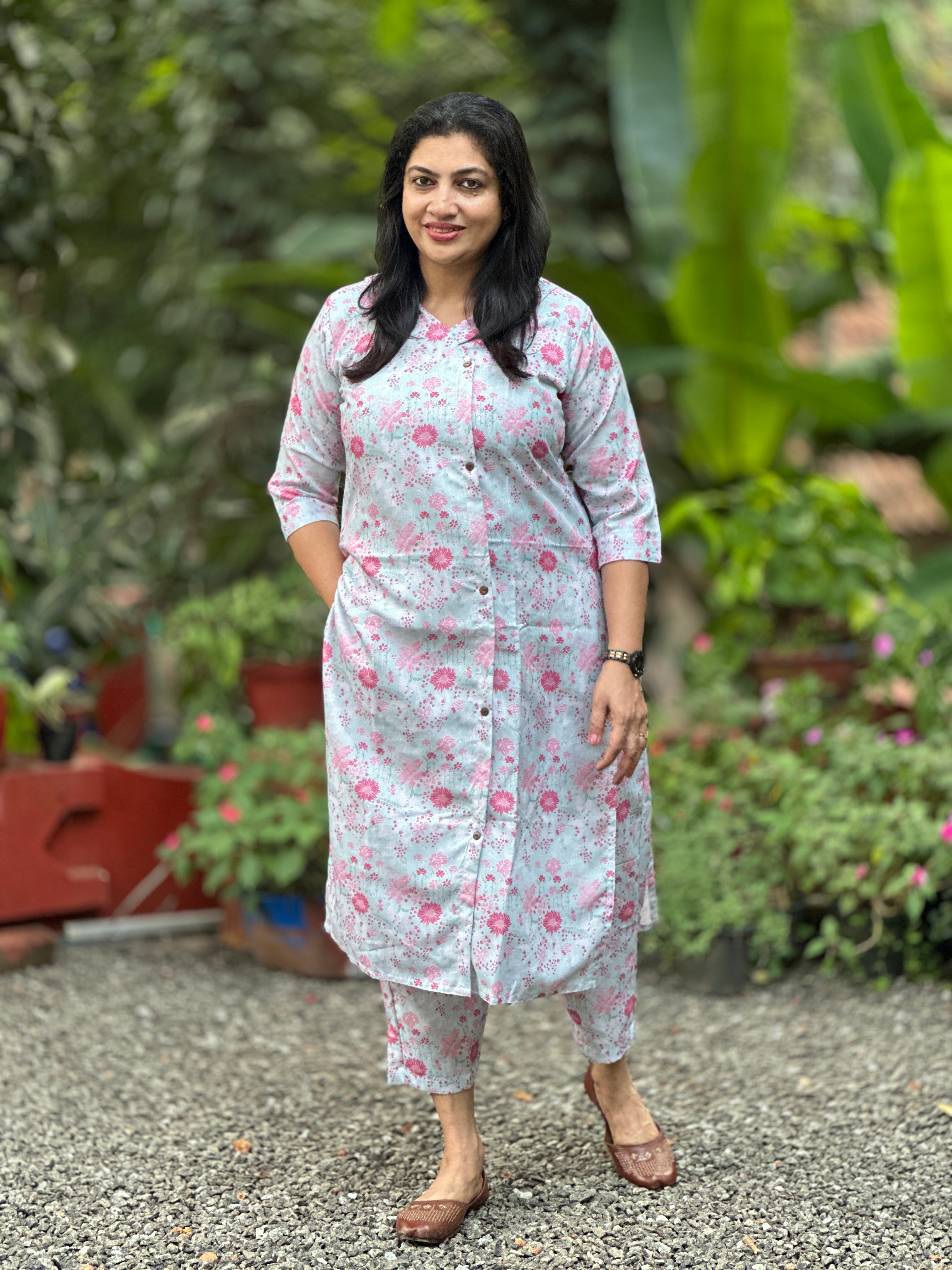 Digital Printed Linen-Rayon Blend fabric Co-ord Set | MSN256