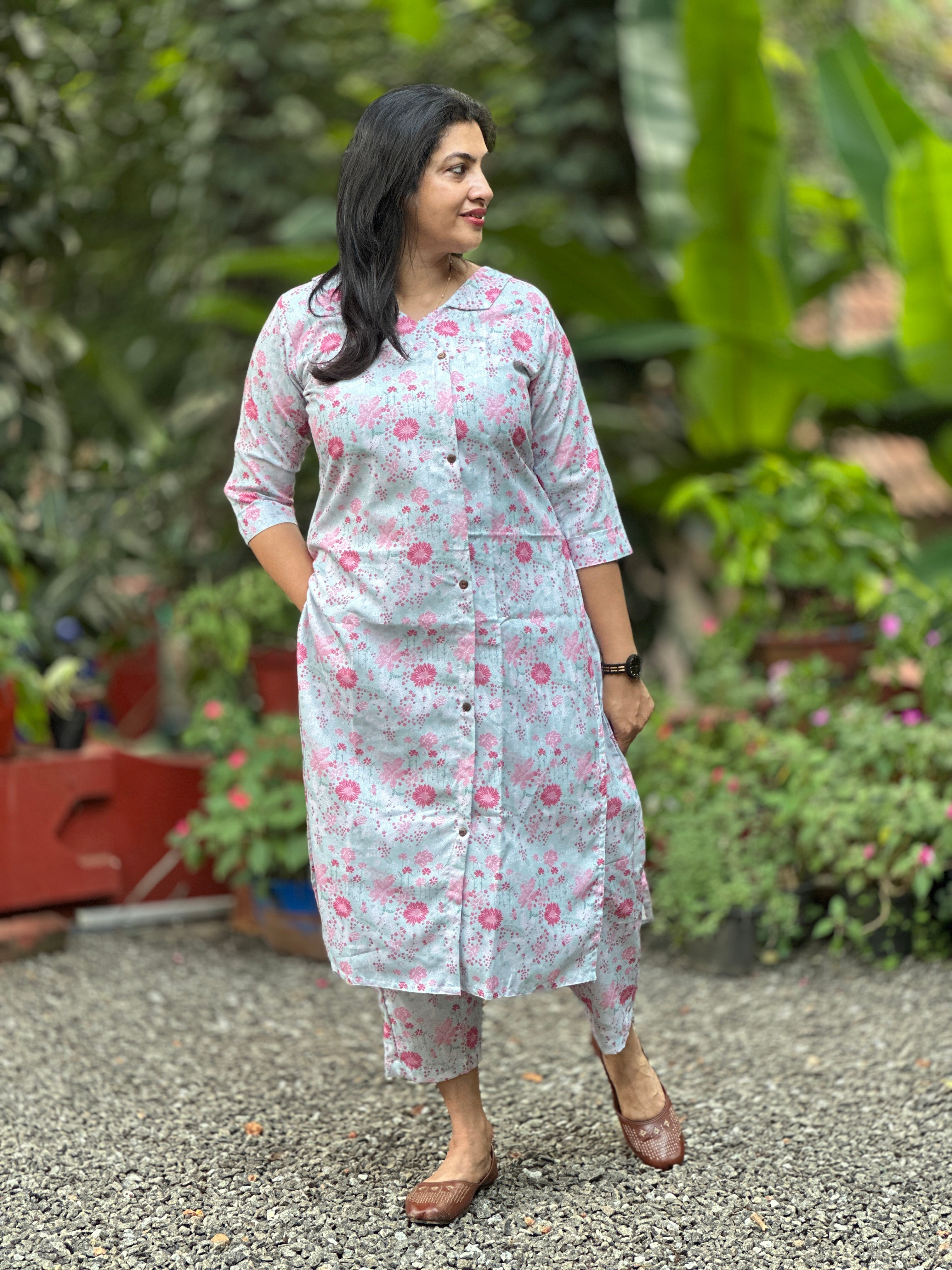 Digital Printed Linen-Rayon Blend fabric Co-ord Set | MSN256