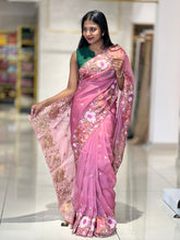 Machine Floral Embroidered Organza Saree | RP609