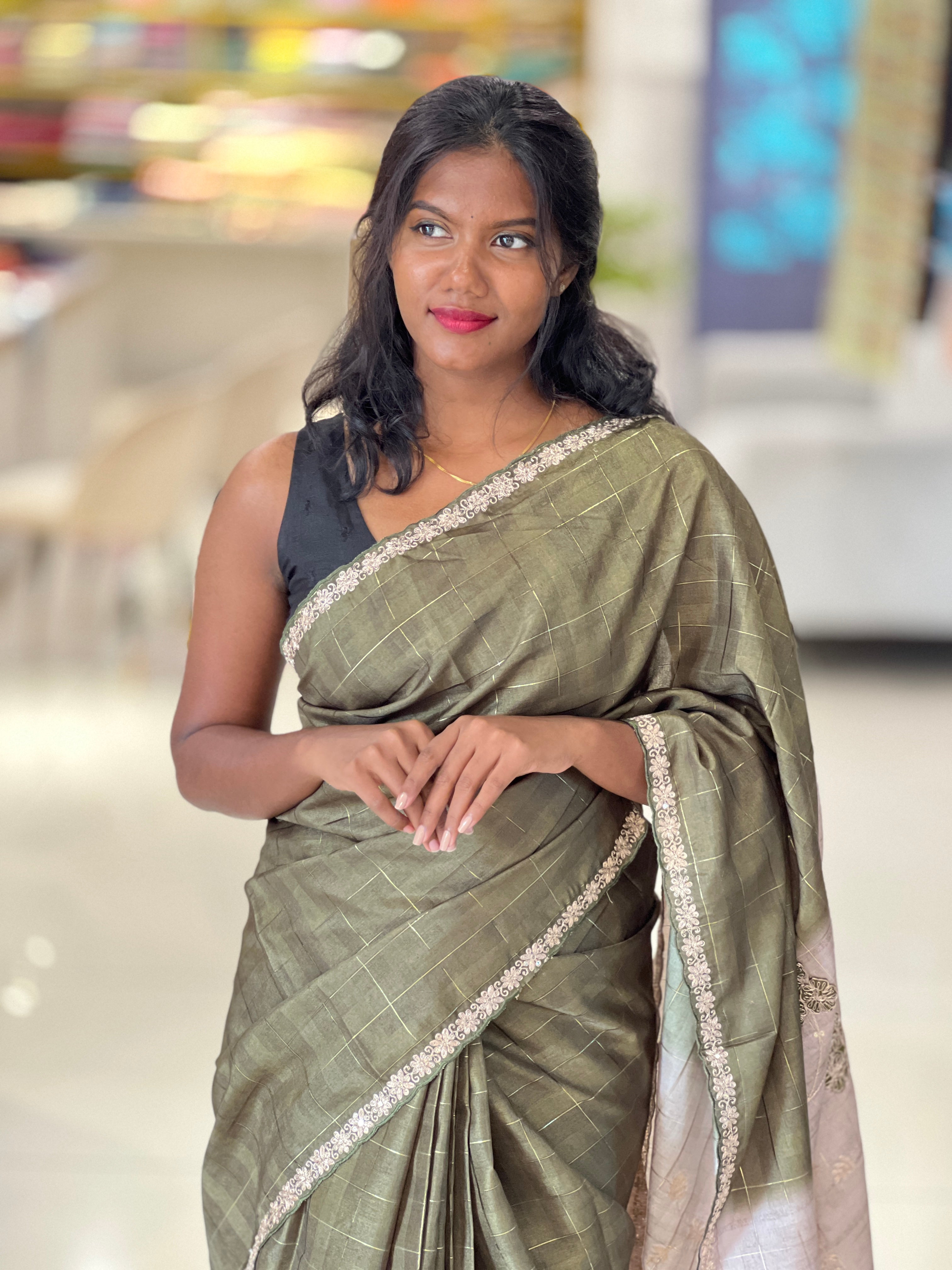 Golden Zari Woven Double Shaded  Semi Tussar Saree | SSN186