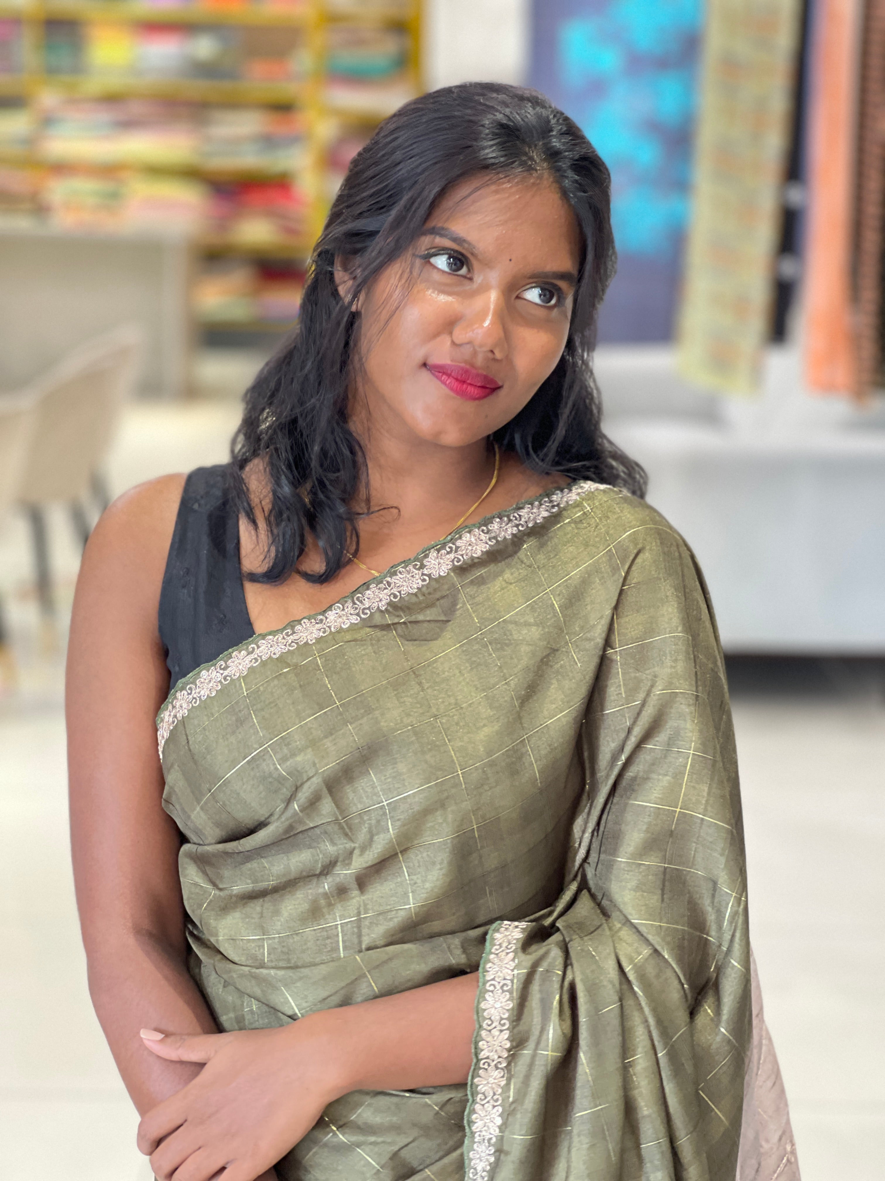 Golden Zari Woven Double Shaded  Semi Tussar Saree | SSN186
