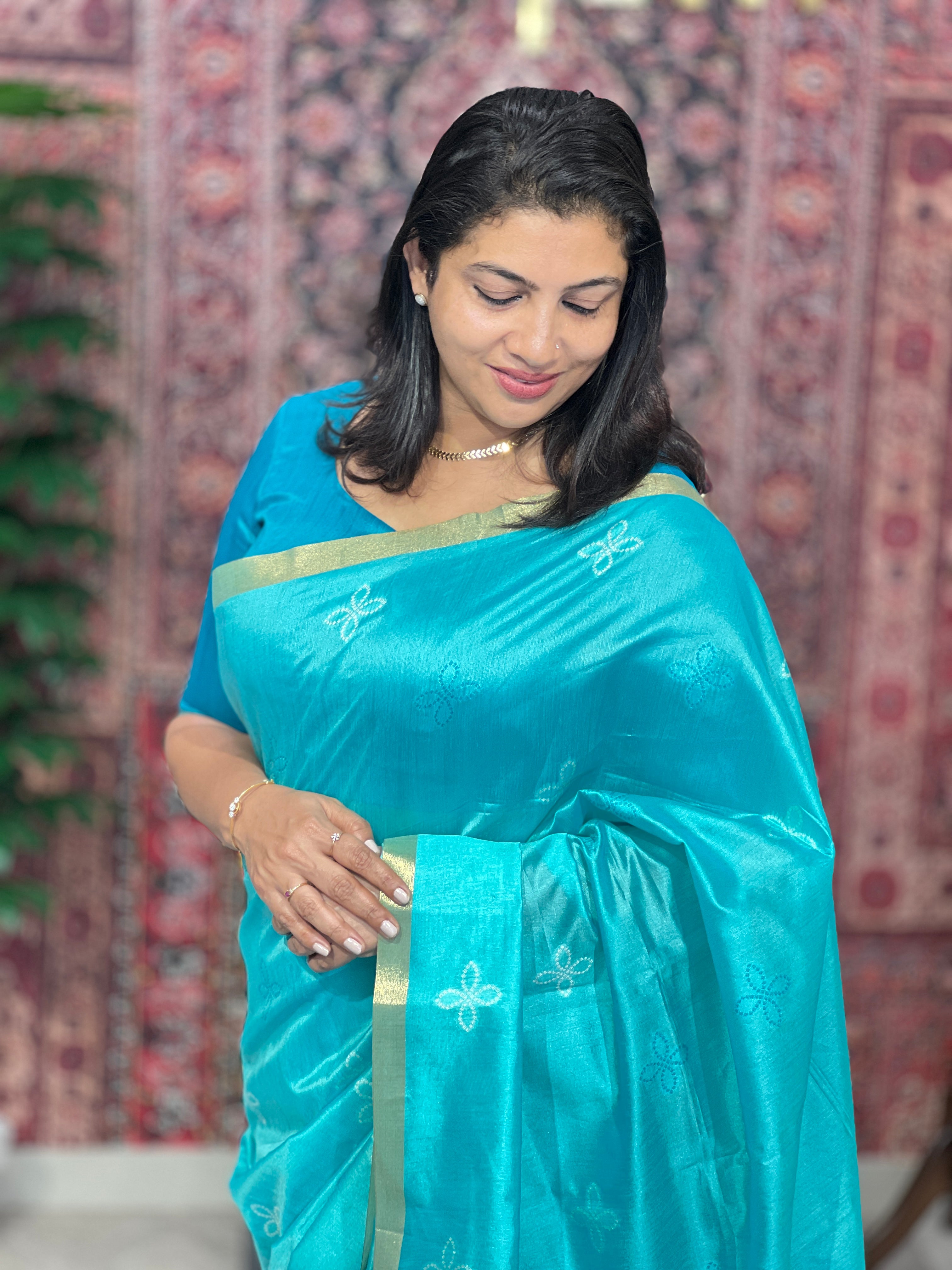 Floral Woven Patterned Semi Silk Saree | SSN239