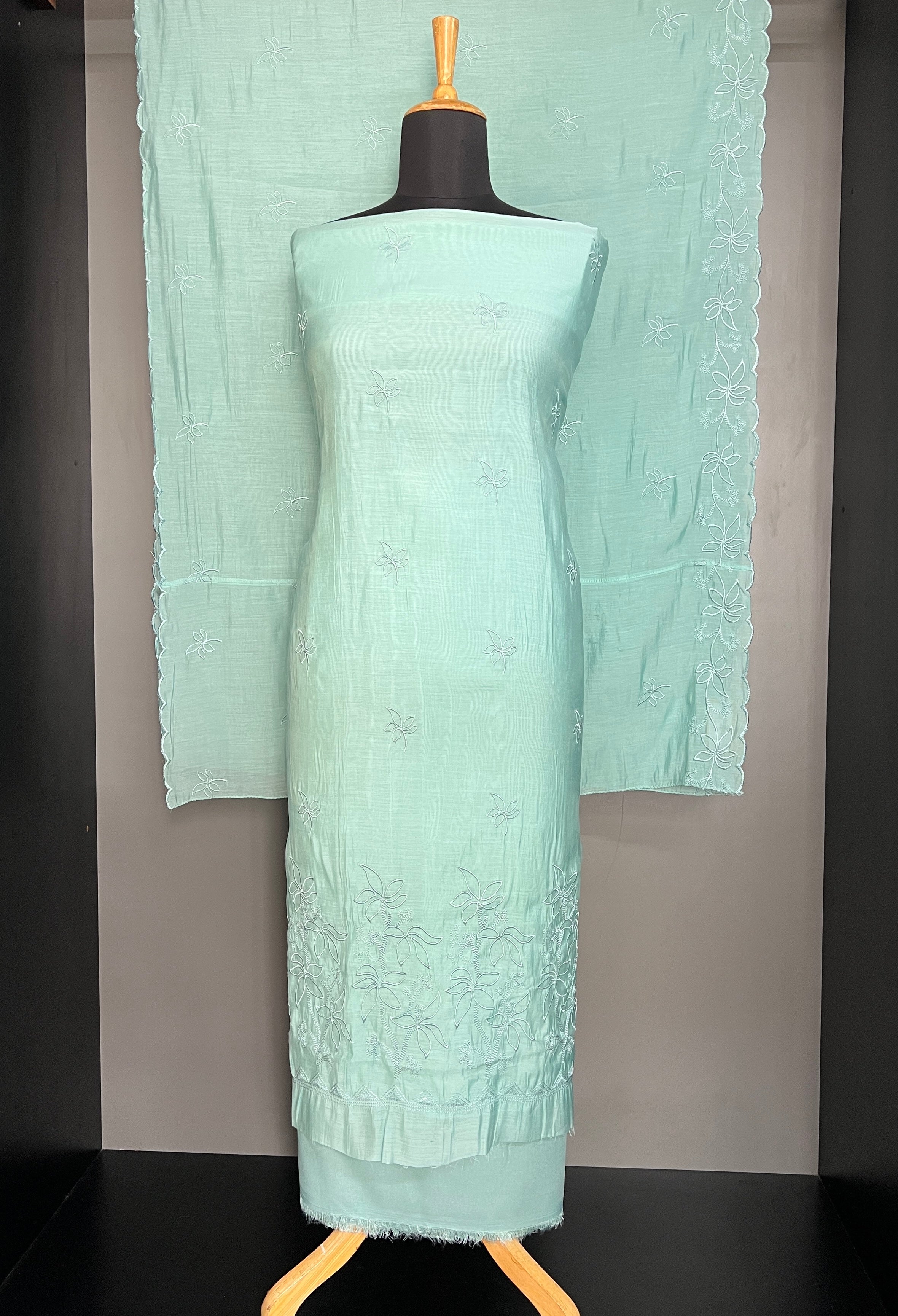 Computerized Embroidered Mul Chanderi Salwar Set | SW2472