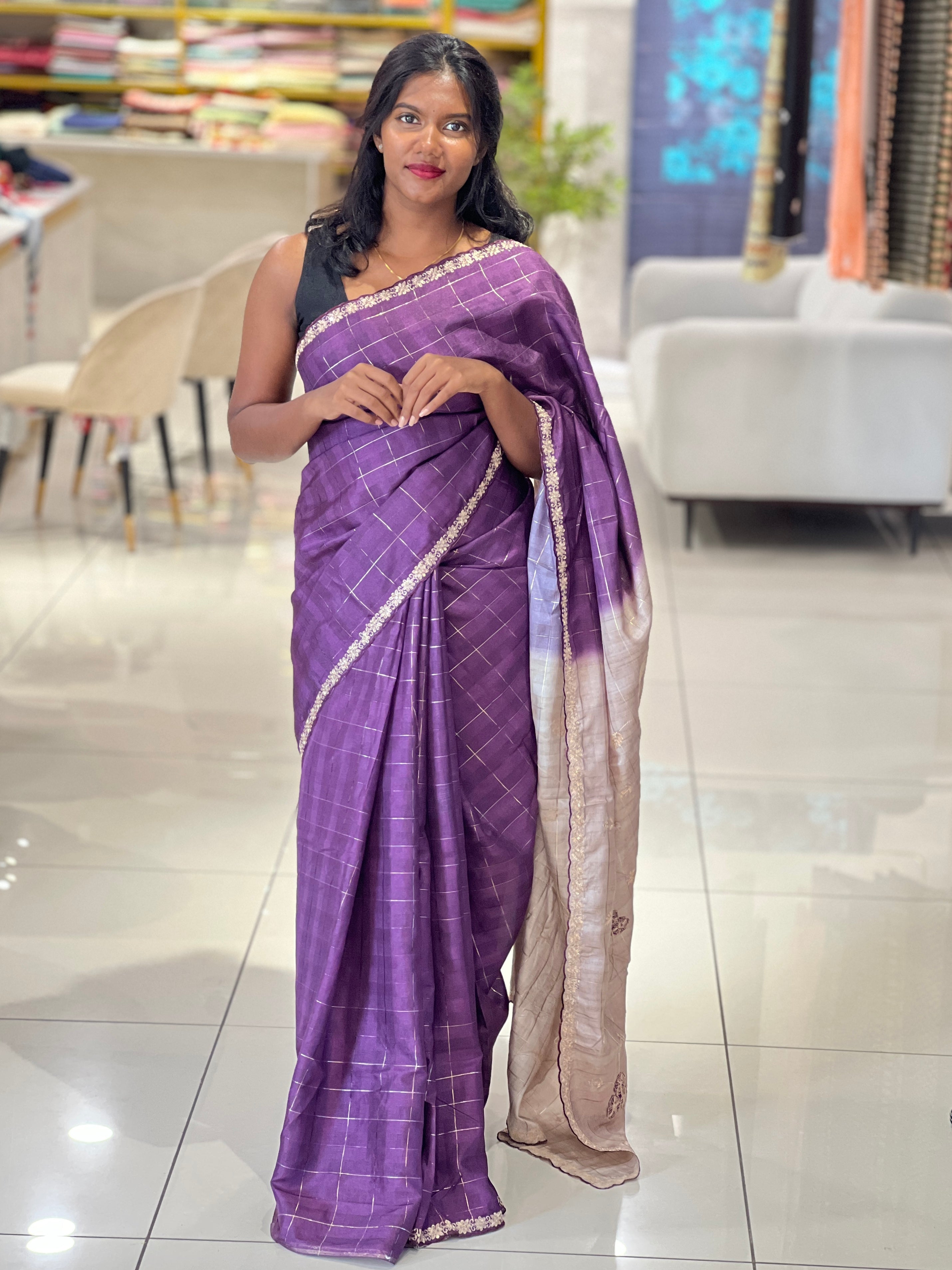 Golden Zari Woven Double Shaded  Semi Tussar Saree | SSN187