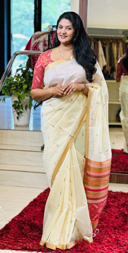 Thread Woven Pochampally Detailed Semi Silk Saree | SSN205