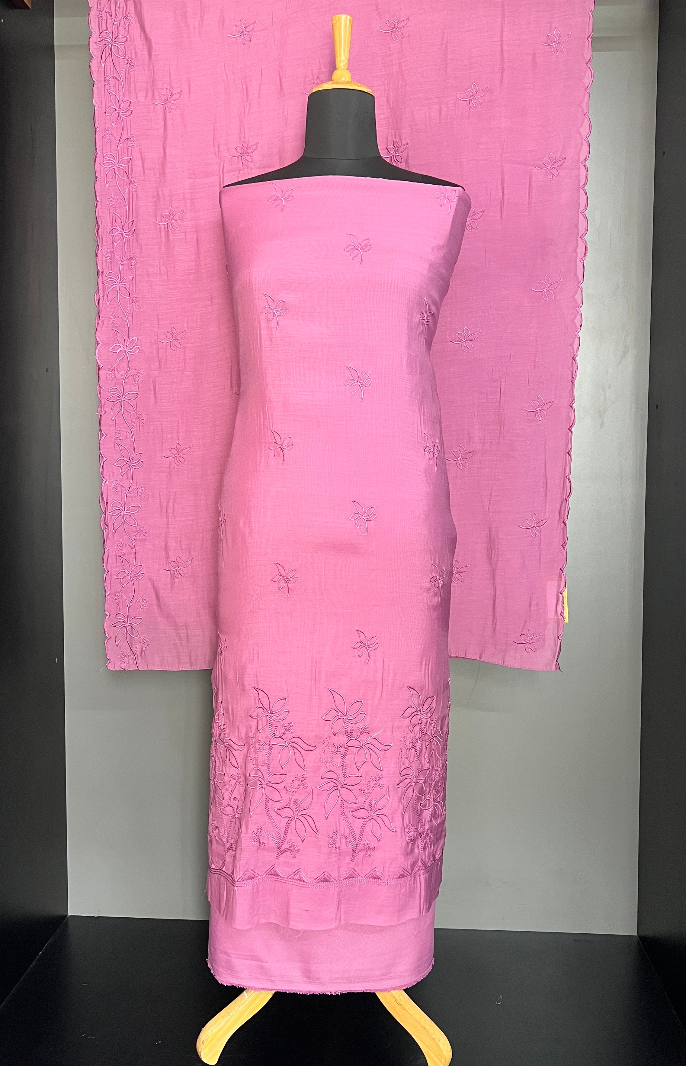 Computerized Embroidered Mul Chanderi Salwar Set | SW2471