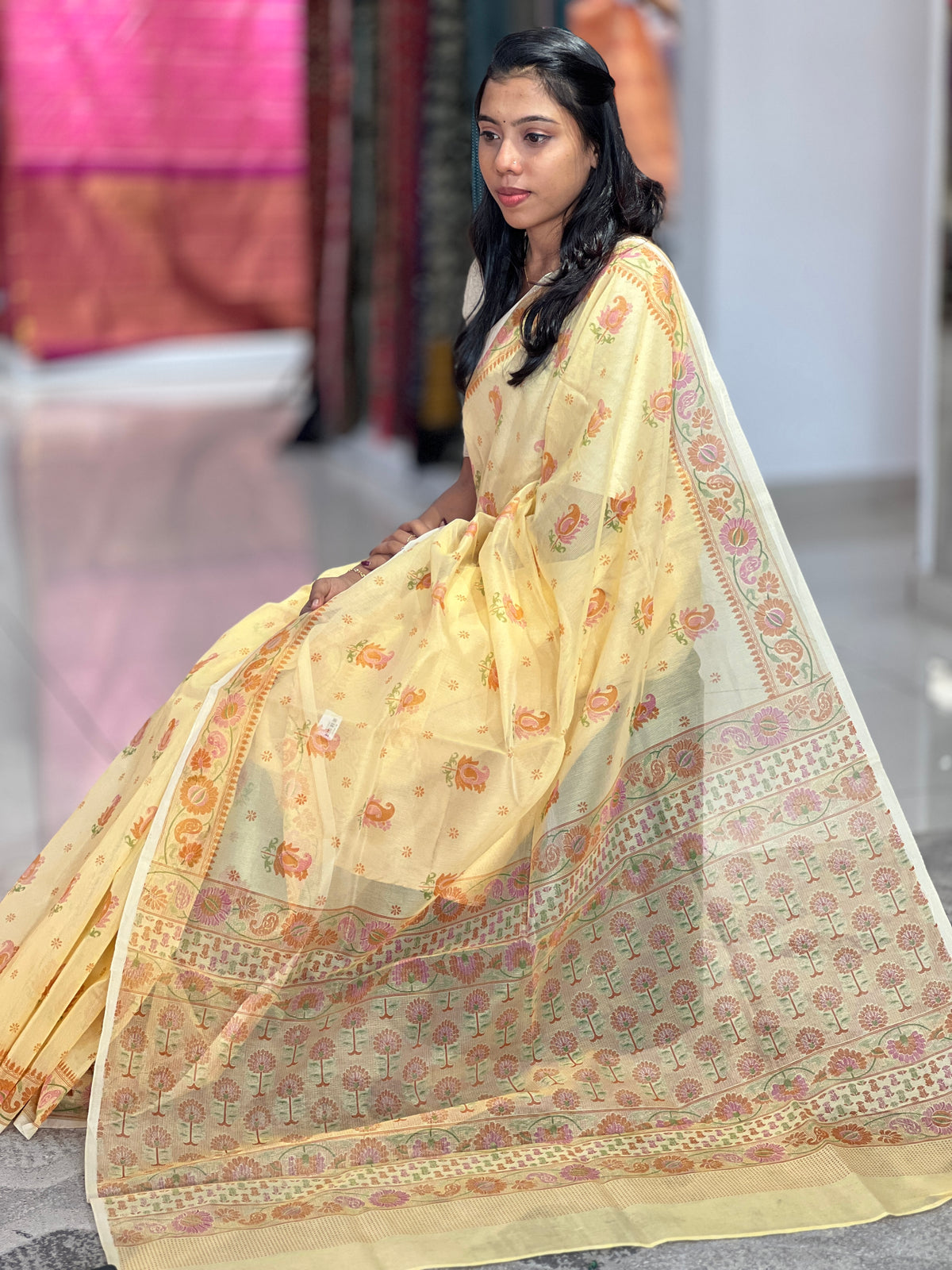 Floral Printed Super Net Kota Saree | GMS223 – Aham Designer Boutique