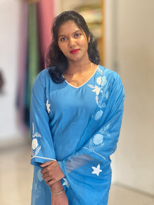Machine Embroidered Chanderi Finish Kurta Set | FW327