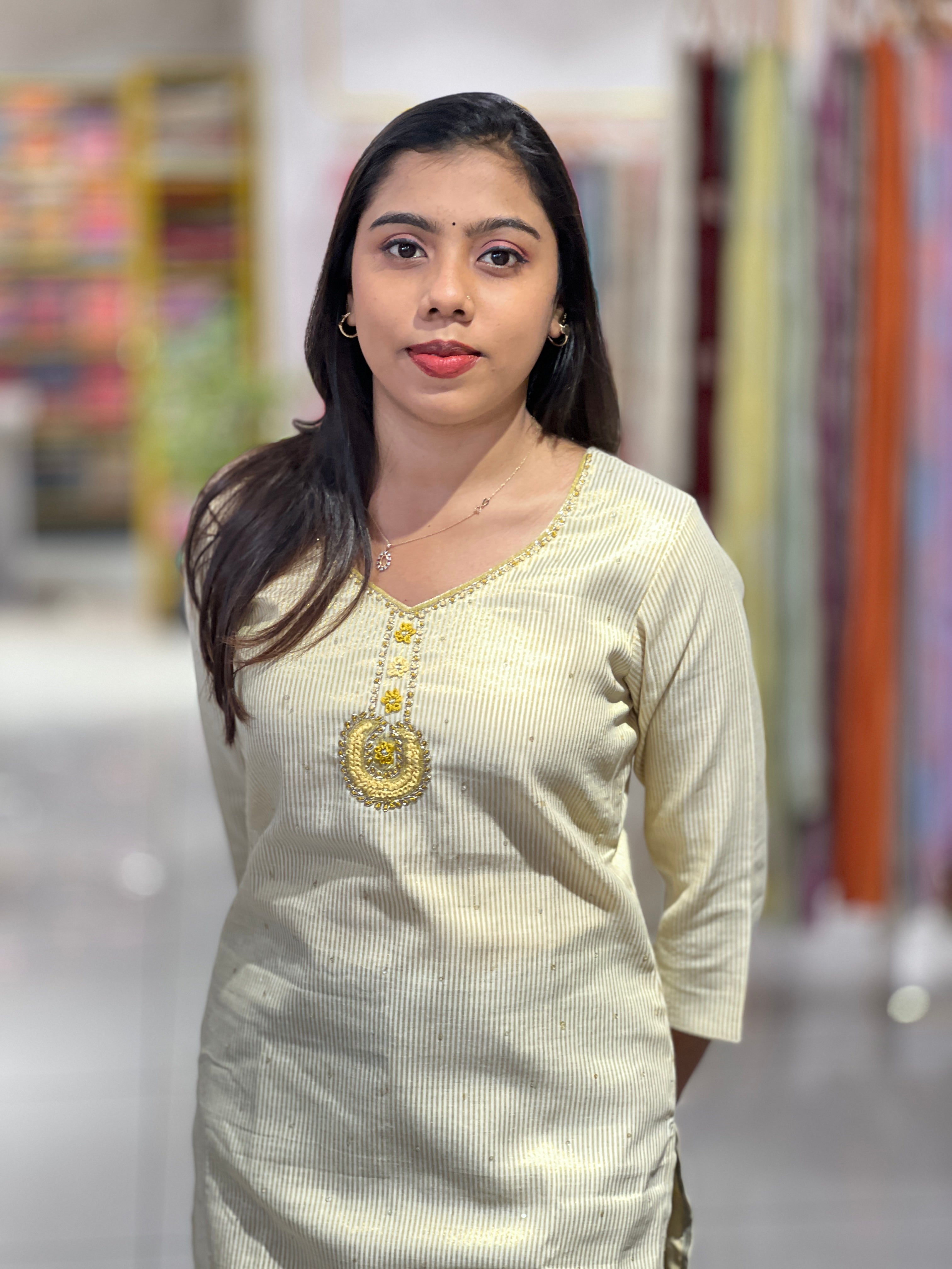 Embroidery With Sequins Detailed Tissue Kurta | DNT171