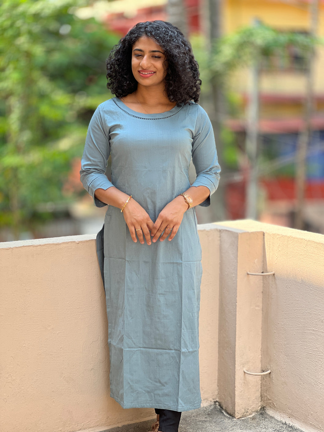 Grey Stretch Cotton kurta | SV204