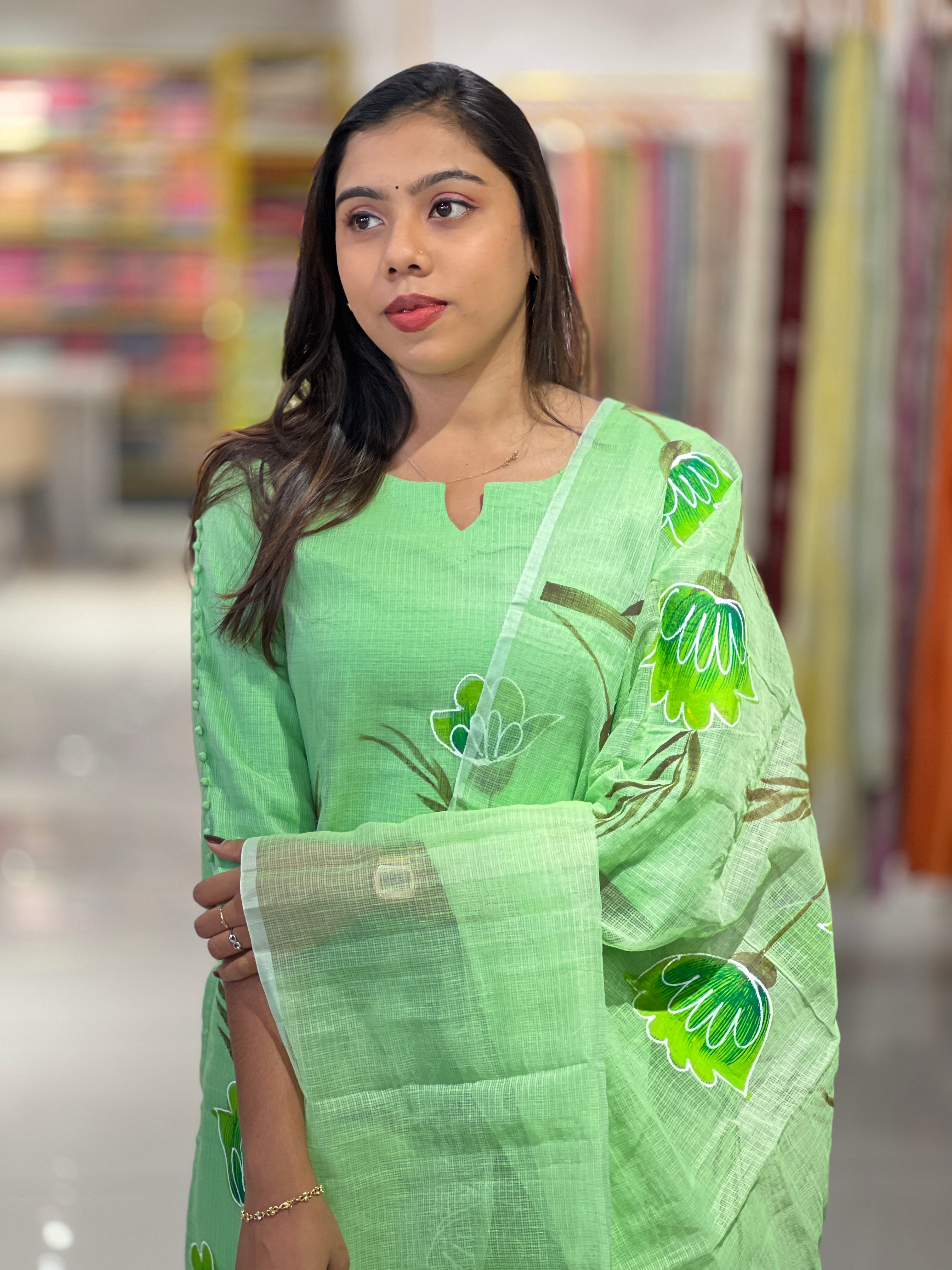 Floral Painted Kota Kurta Set | DNT244