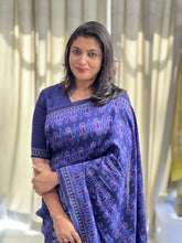 Ikat Patterned Digital Print Detailed Semi Silk Saree | SSN351