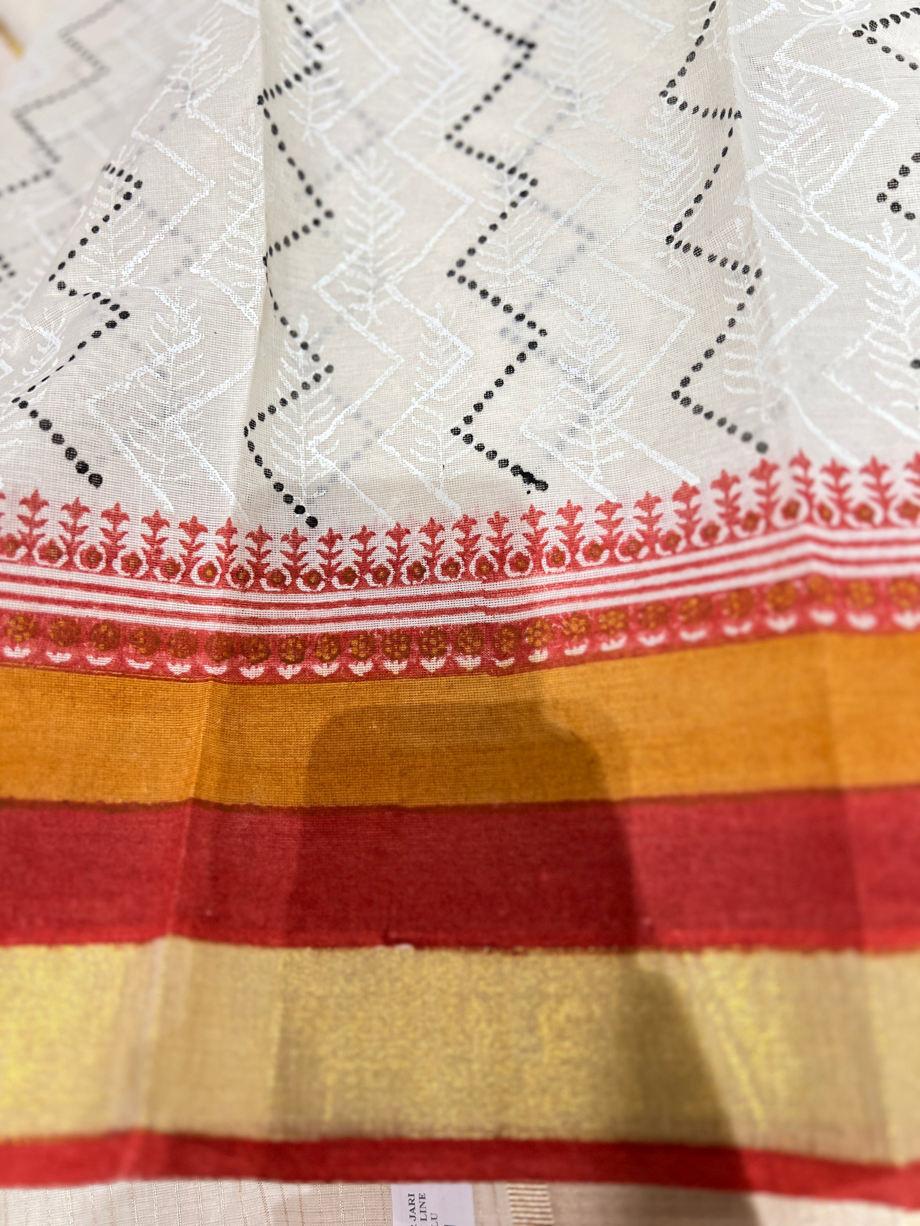 Zig Zag Pattern Kerala Cotton Saree | JSC715
