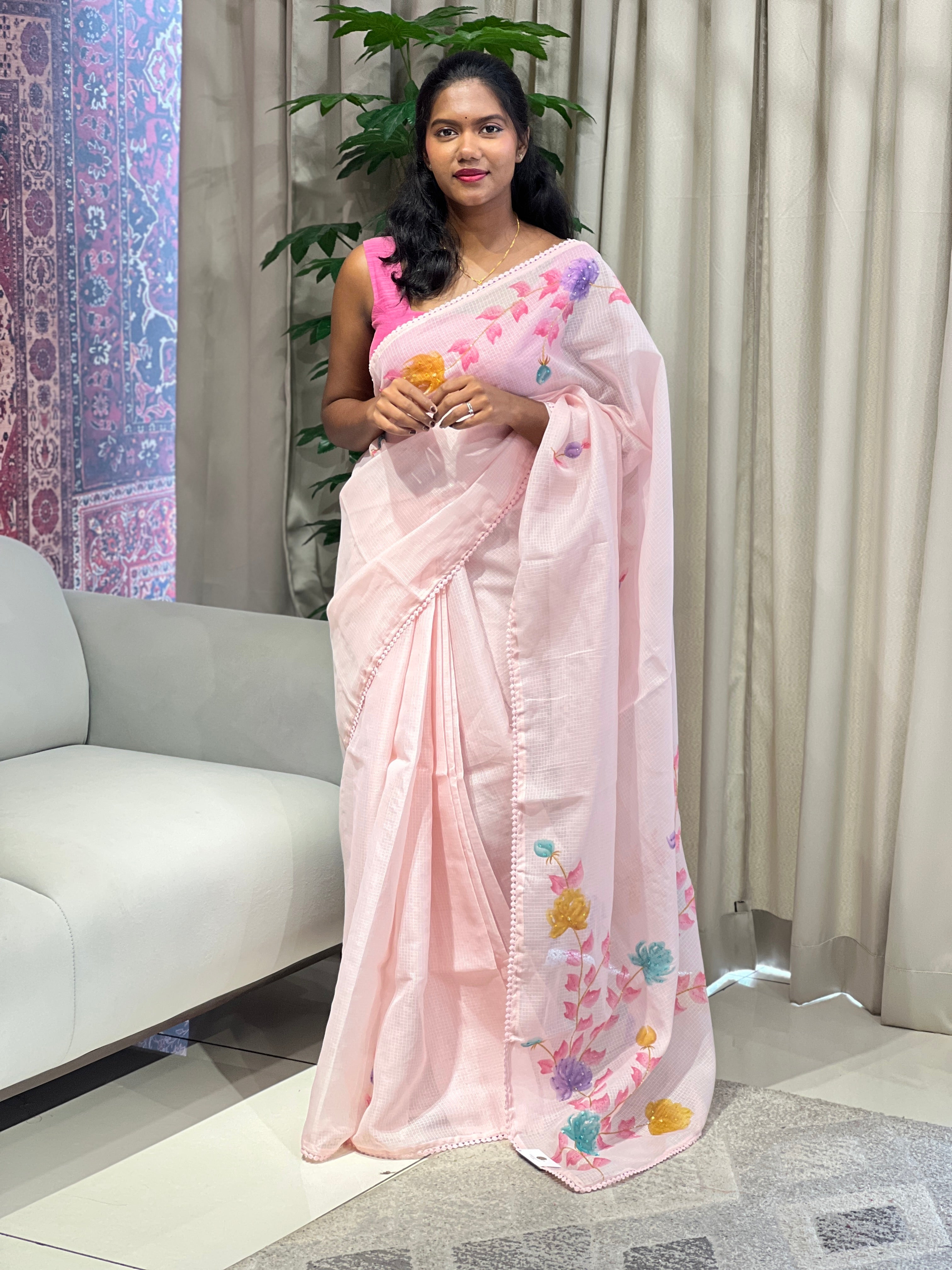 Floral Patterned Supernet Kota Saree | BLD1939