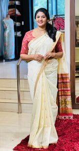 Thread Woven Pochampally Detailed Semi Silk Saree | SSN205