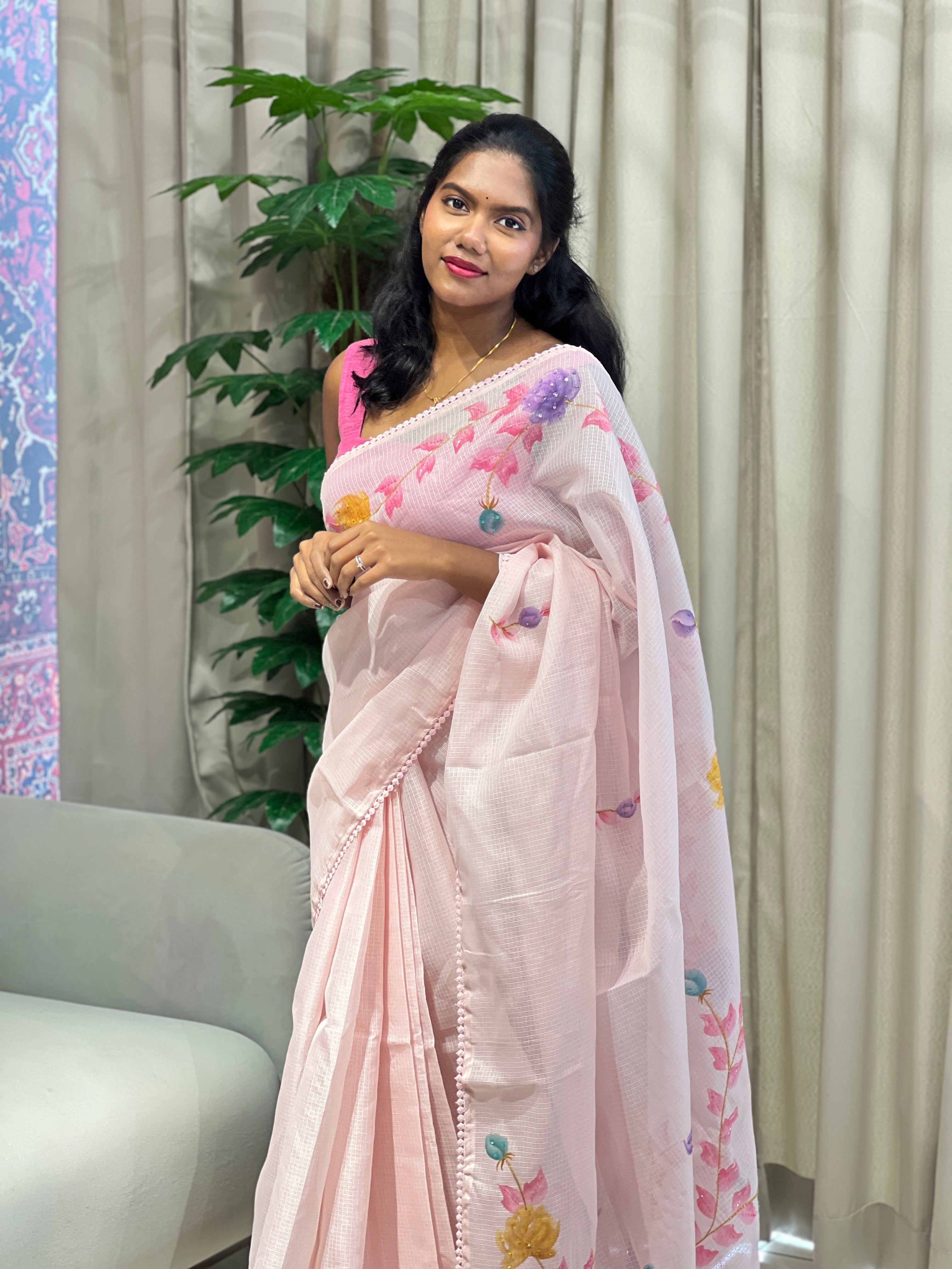 Floral Patterned Supernet Kota Saree | BLD1939