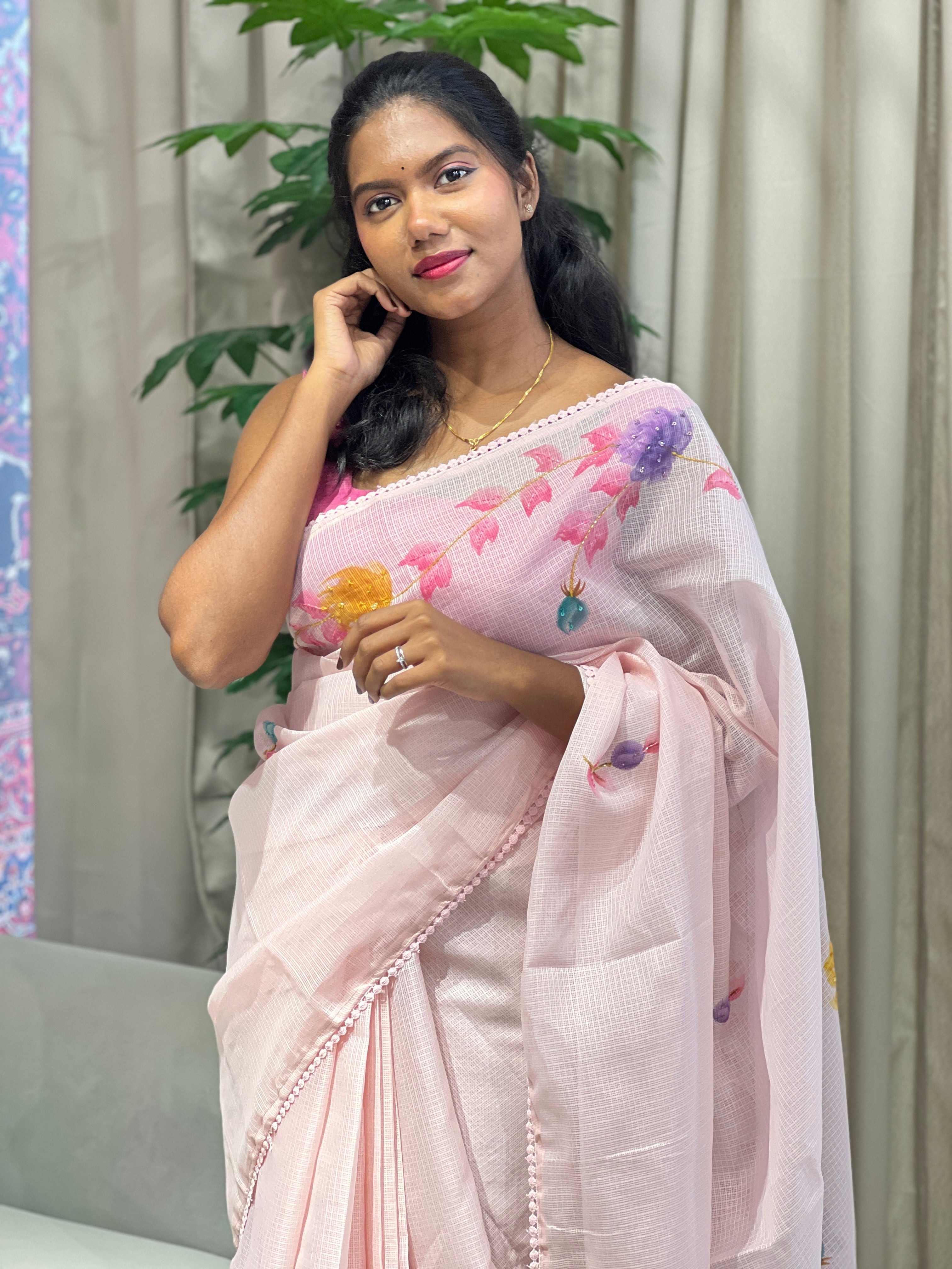 Floral Patterned Supernet Kota Saree | BLD1939