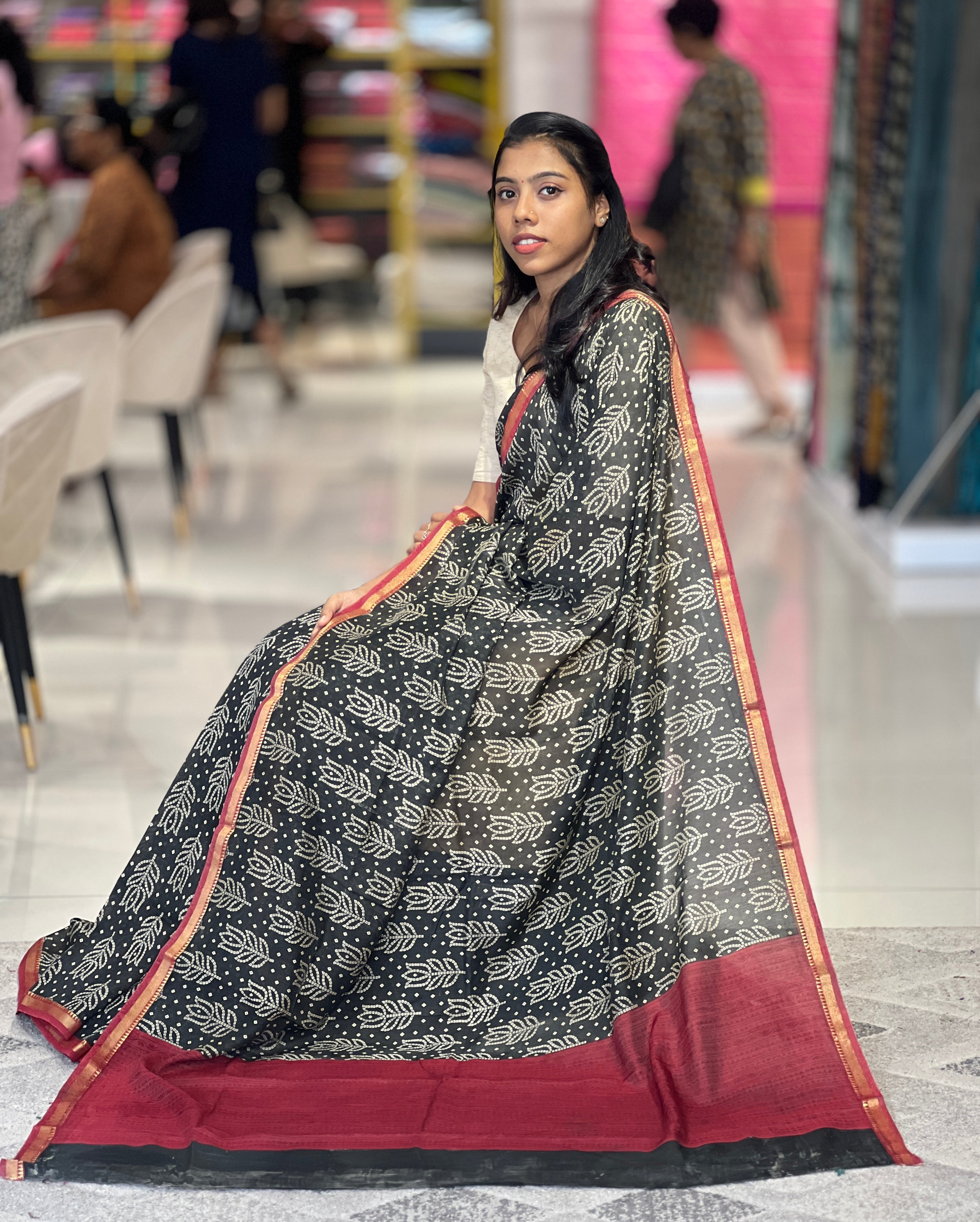 Bandhani Printed Semi Modal Saree| GMS303