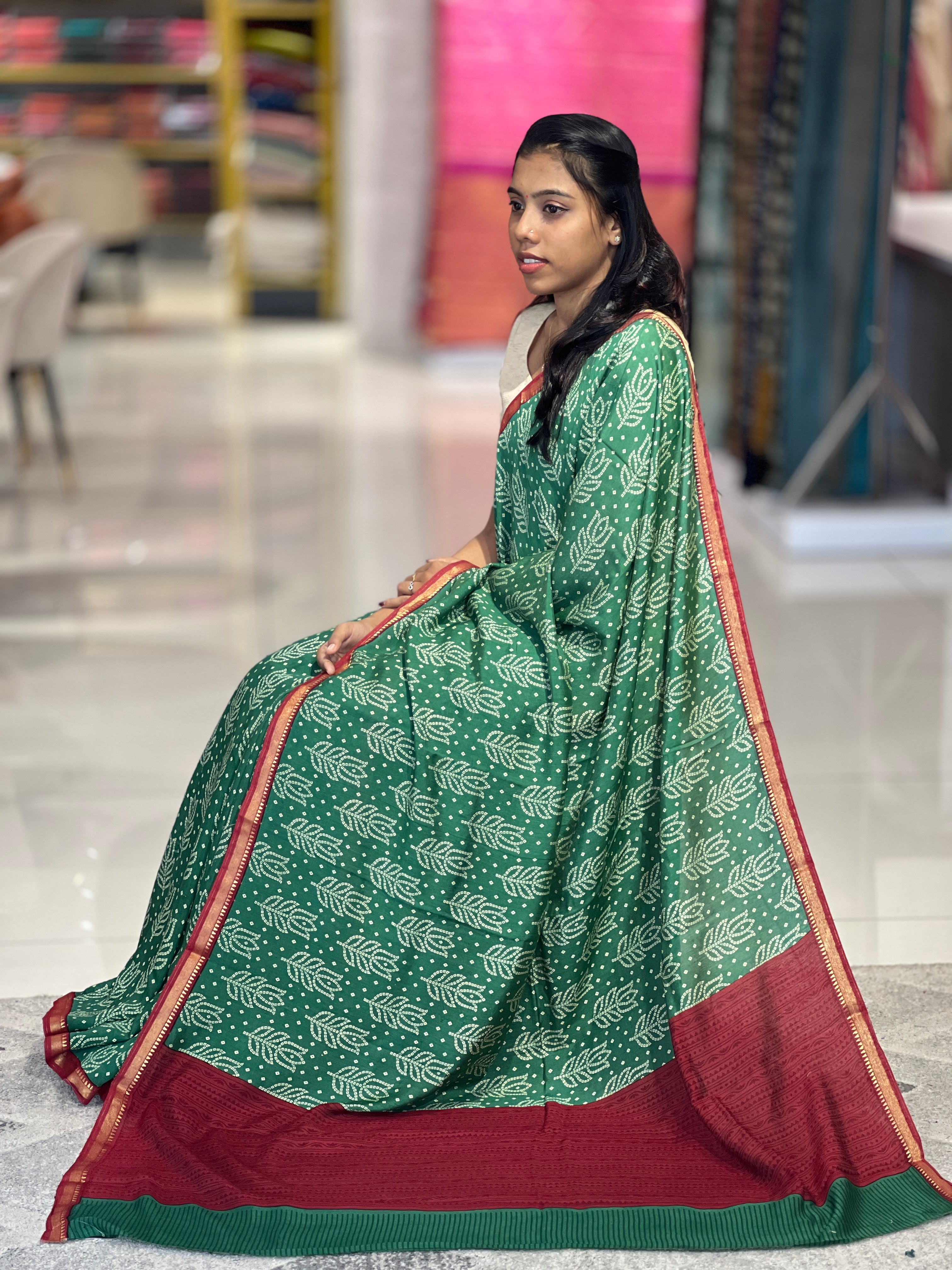 Bandhani Printed Semi Modal Saree | GMS301