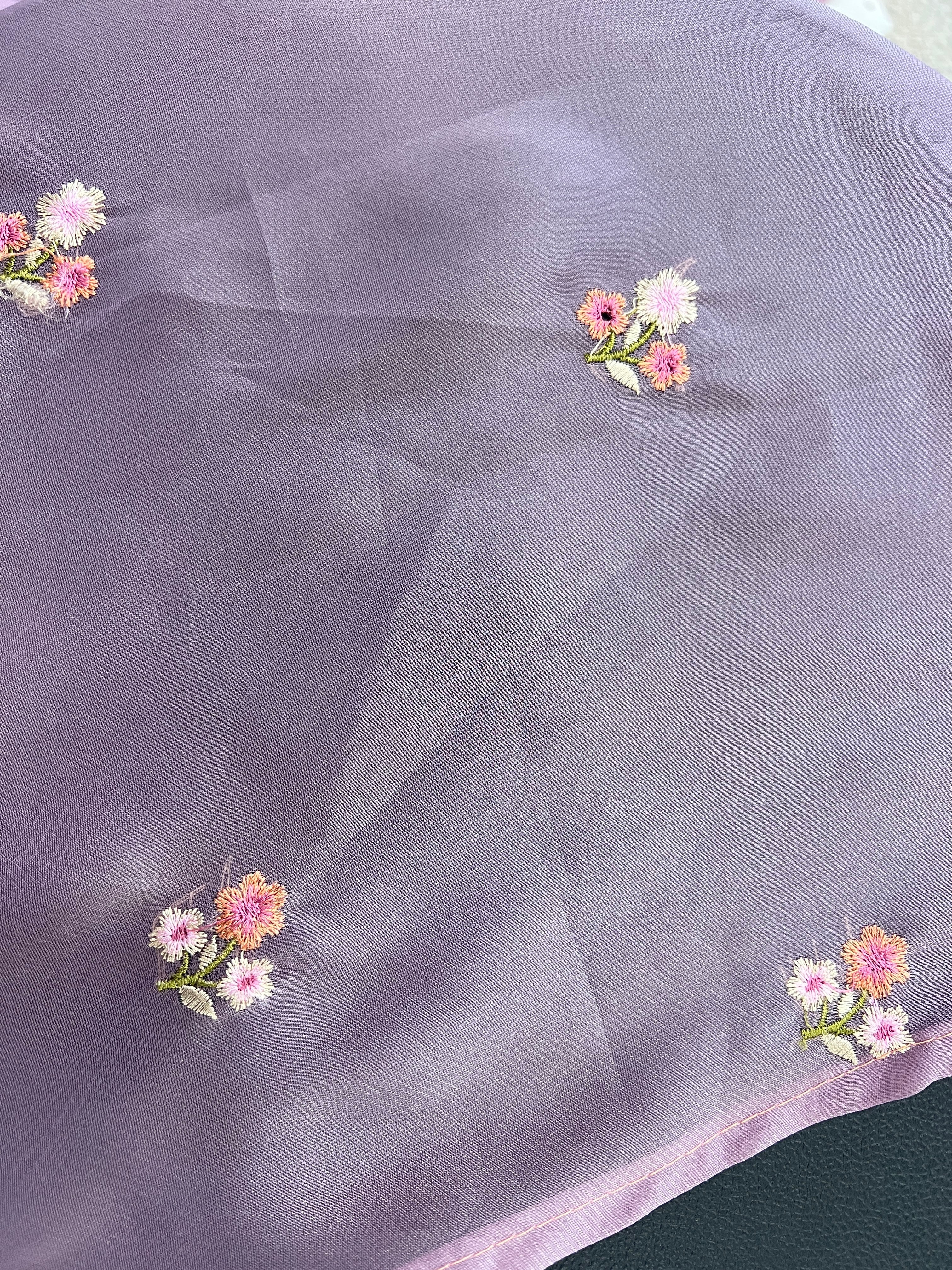 Floral Embroidered Organza Saree | RP605