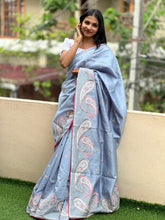 Paisley Embroidery Semi Tussar Saree | BLD248