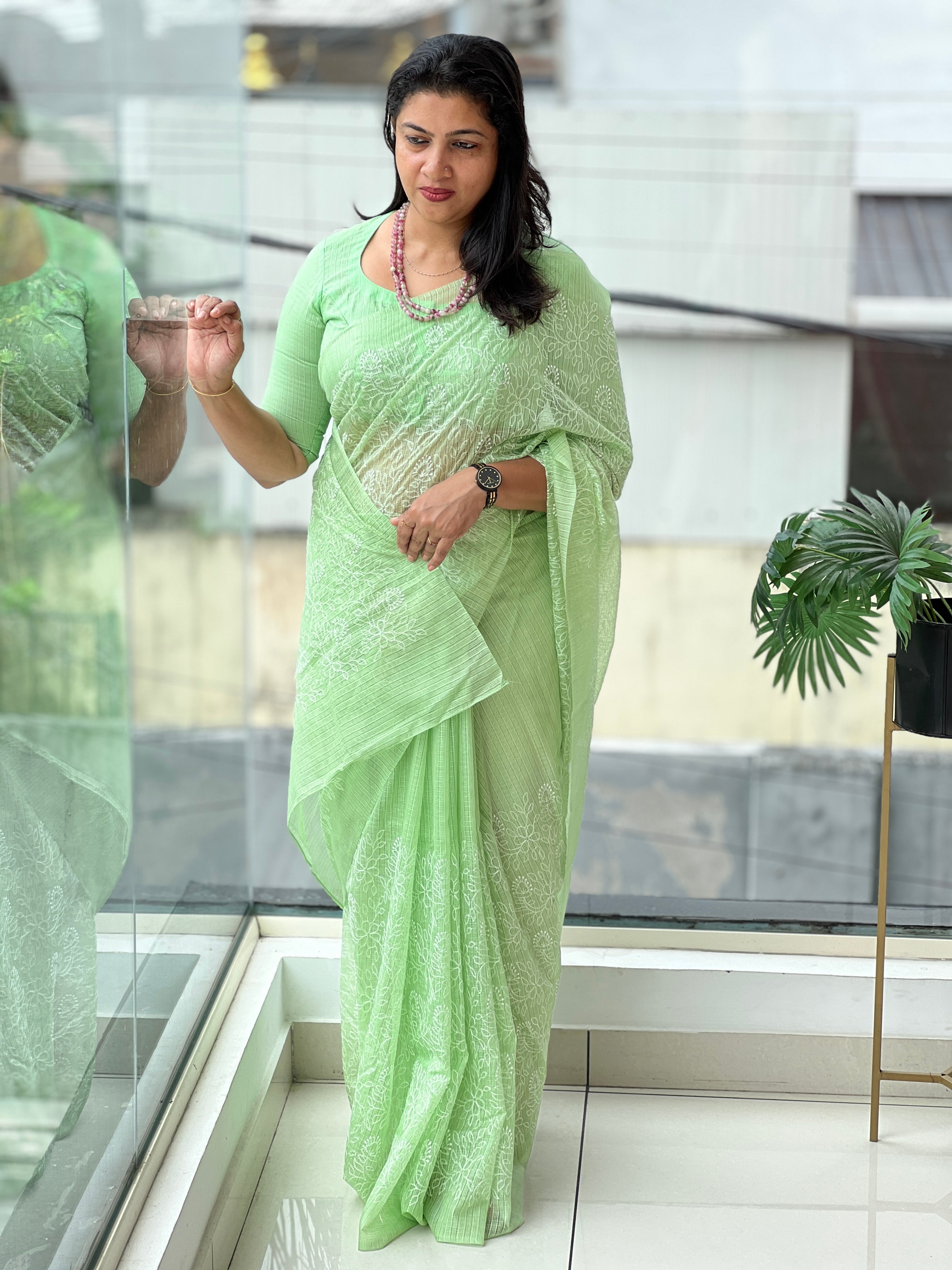 Floral Embroidery Silky Kota Saree | NHH305