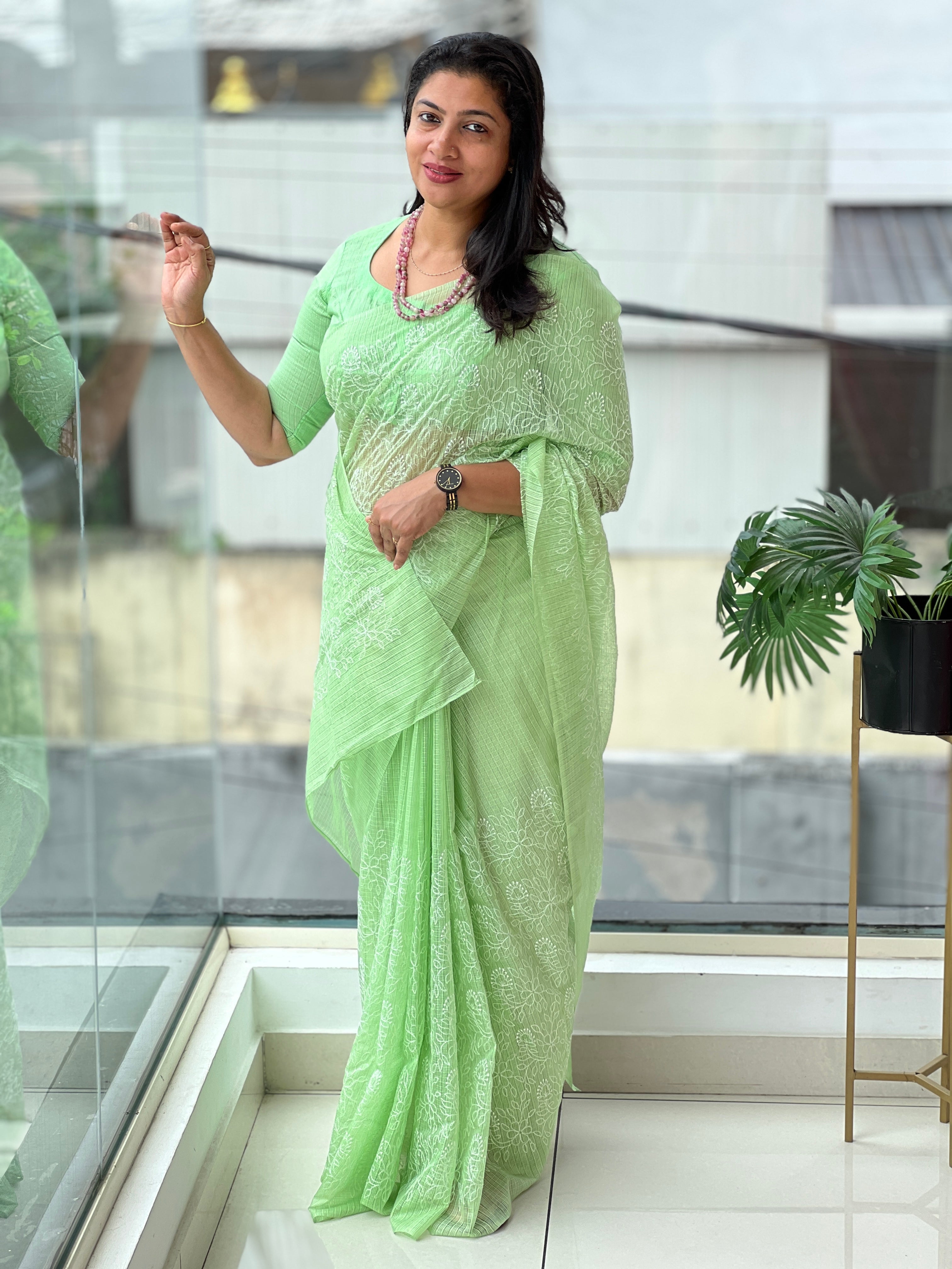 Floral Embroidery Silky Kota Saree | NHH305