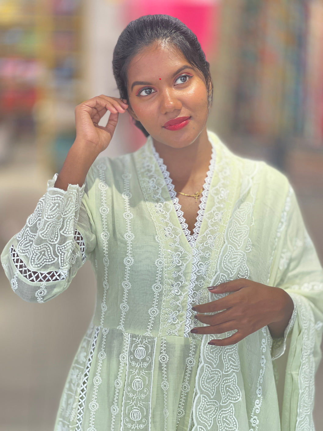 Machine Embroidery Pure Cotton Kurta Set | FW348