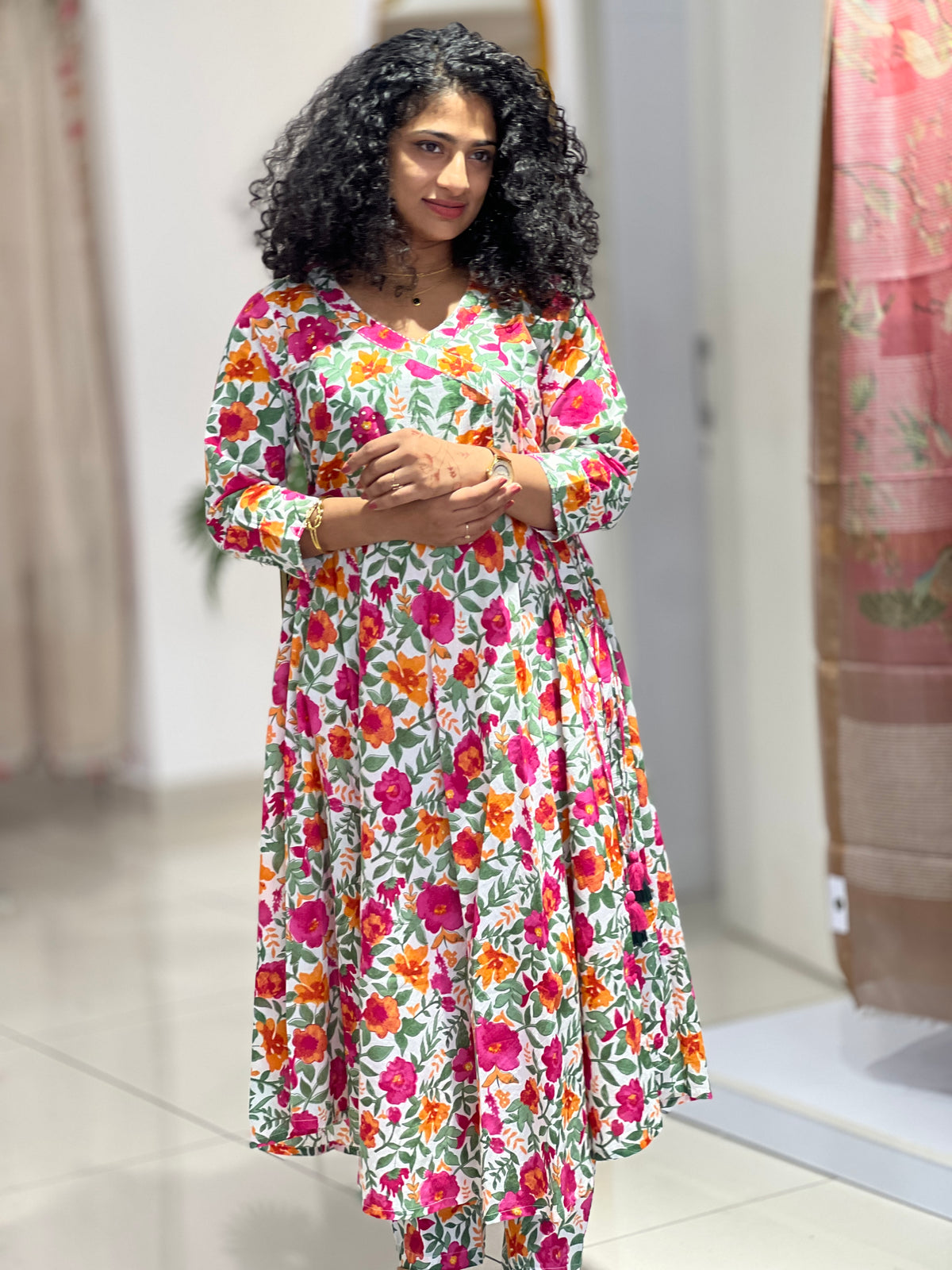 Screen Printed Floral Patterned Cotton Kurta Set | NCF252 – Aham ...