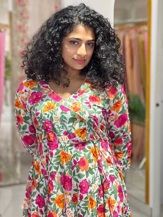 Screen Printed Floral Patterned Cotton Kurta Set | NCF252