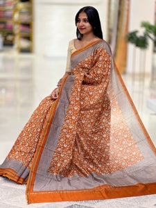 Floral Printed Chanderi Saree | LP148