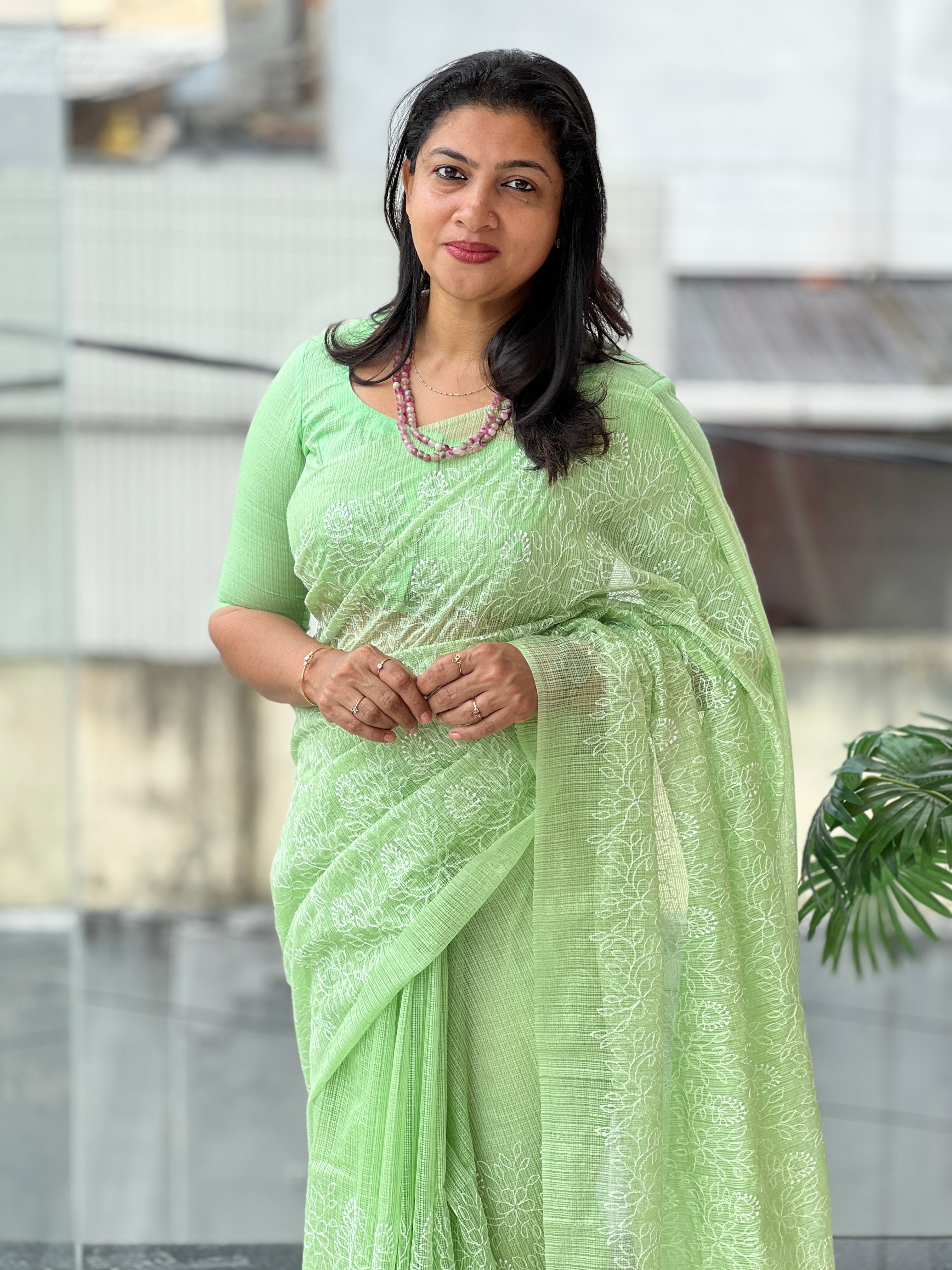 Floral Embroidery Silky Kota Saree | NHH305