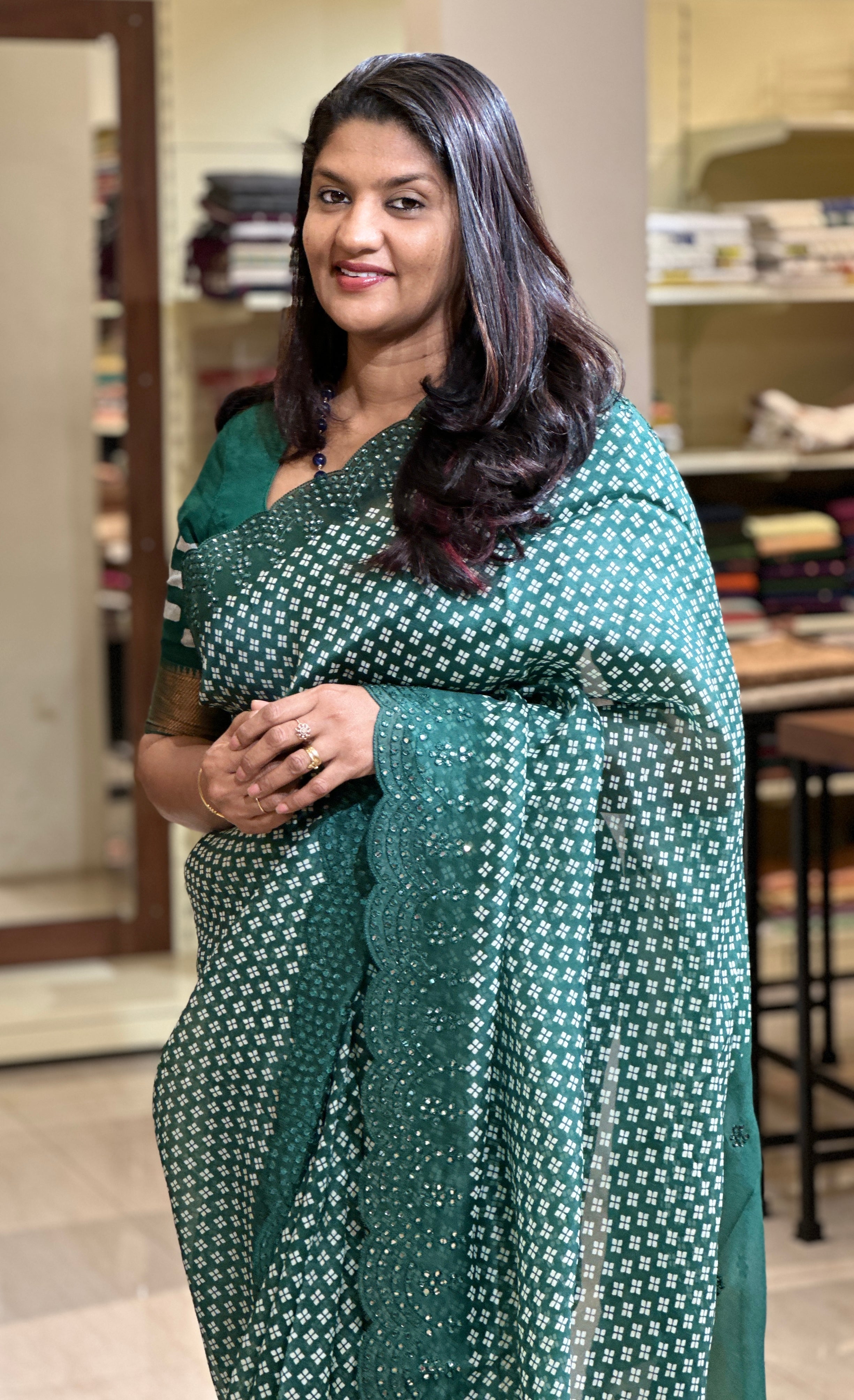 Printed Pattern Organza Saree | SBS701