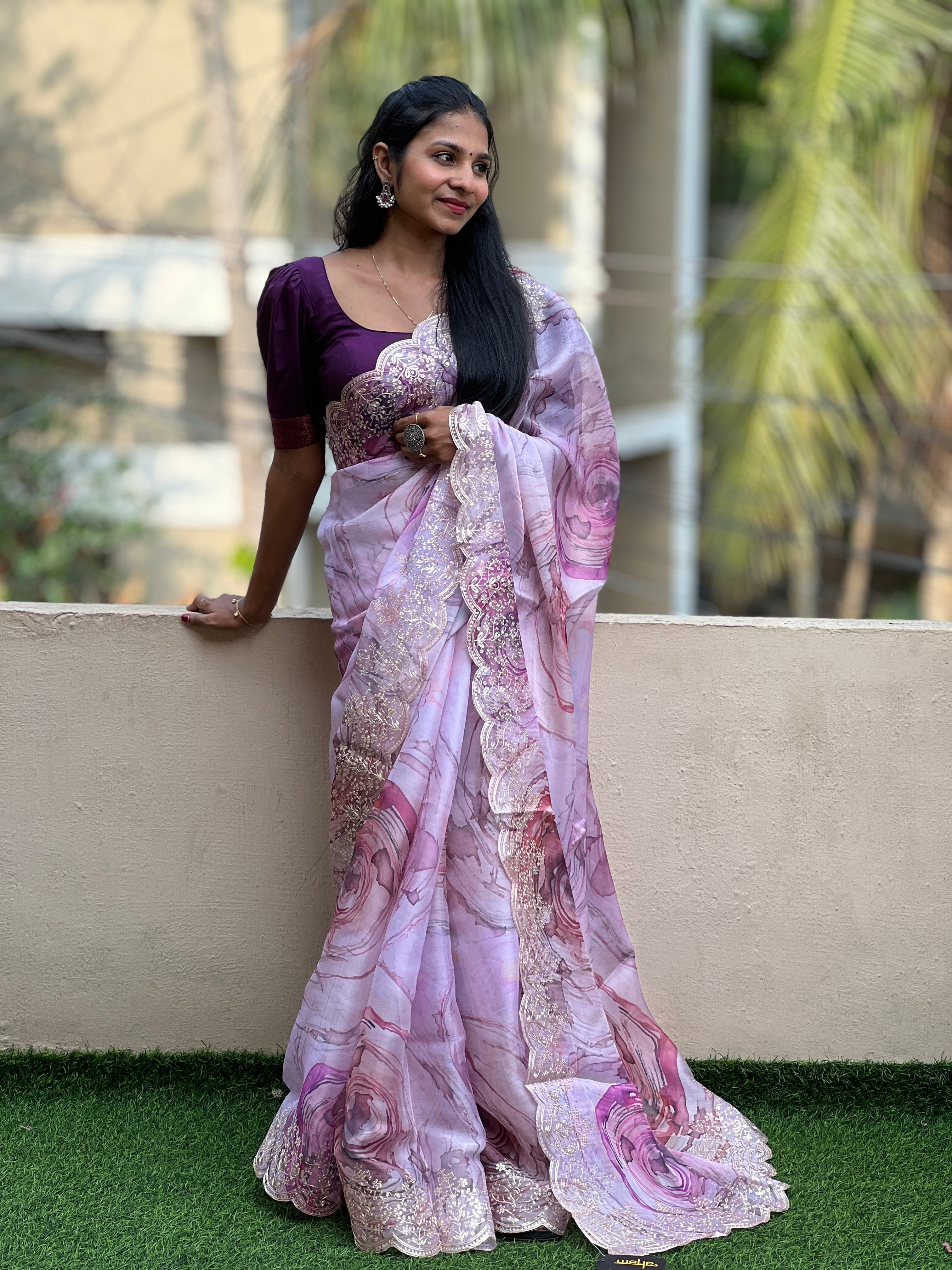 Floral Pattern  Organza Saree | BLD245