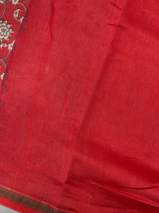 Floral Printed Chanderi Saree With Thin Zari Borders | LP147