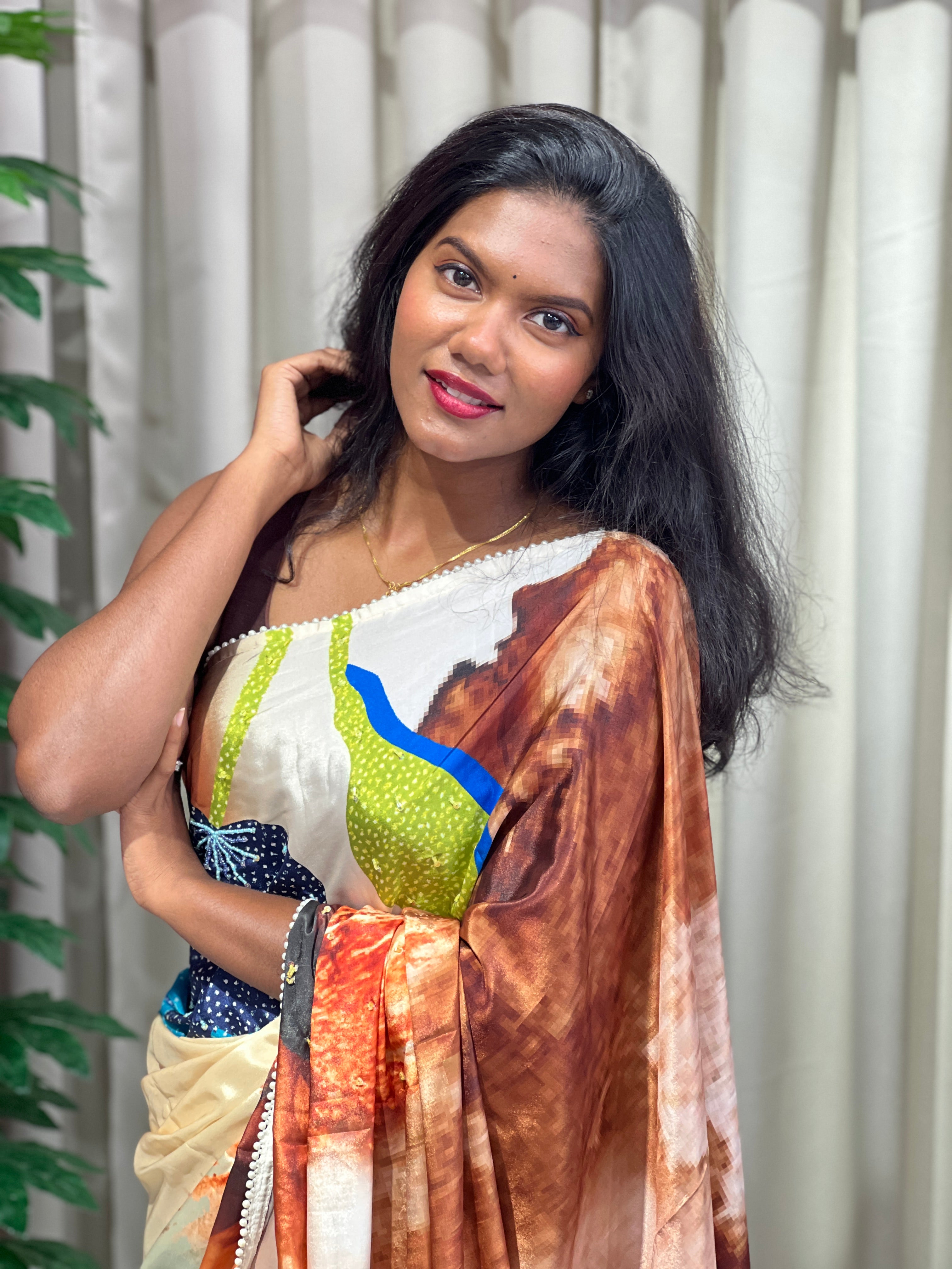 Digital Printed Crepe Silk Saree | HT451